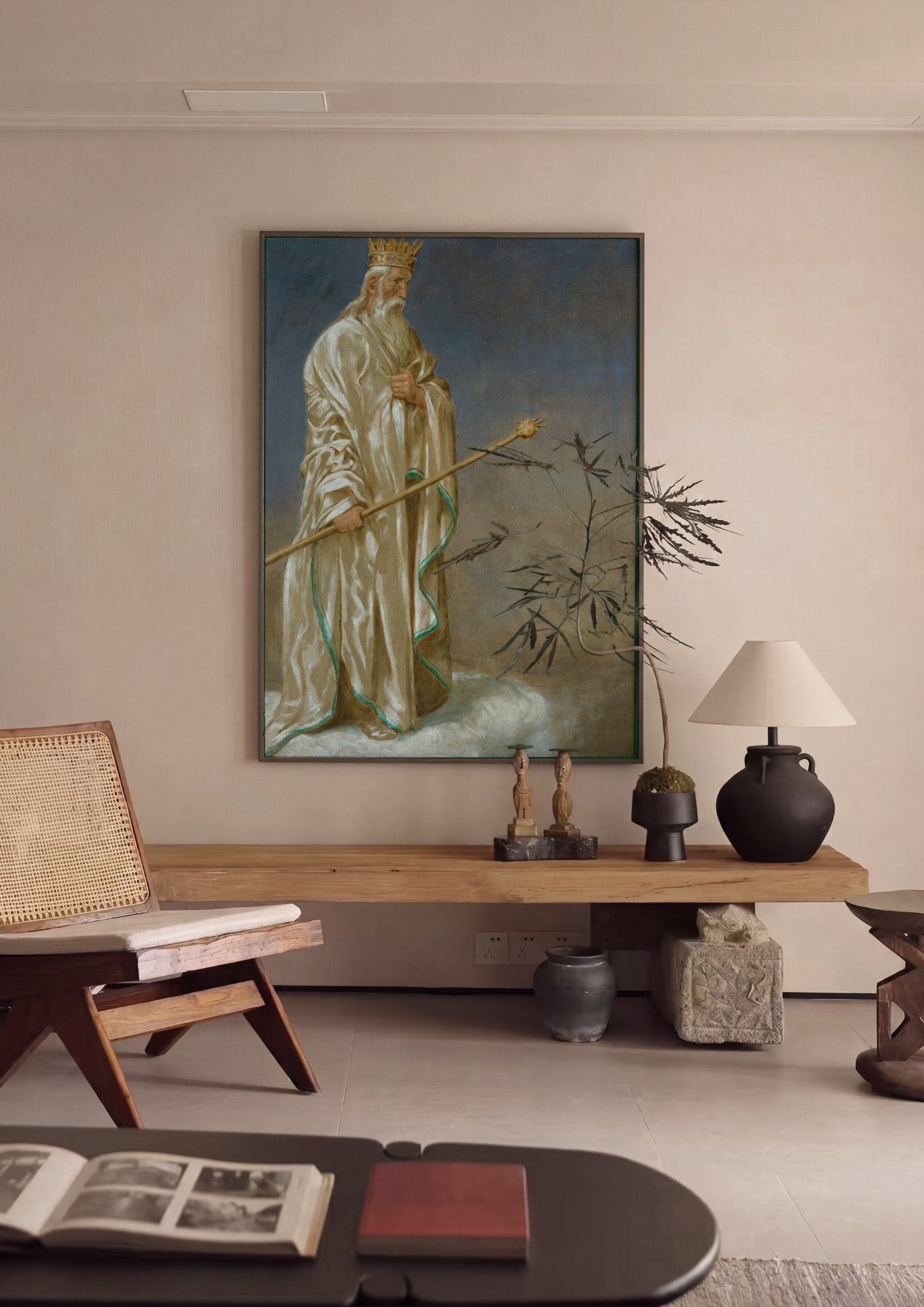 Quadro Decorativo 'O Pai Eterno' - Hans Thoma em ambiente decorado