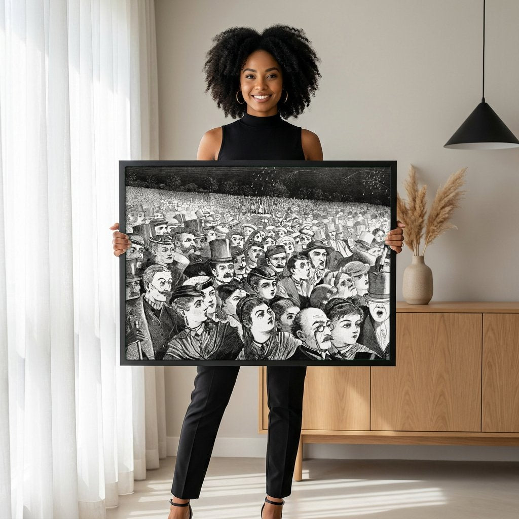 Quadro Decorativo A Multidão - Winslow Homer com modelo em ambiente