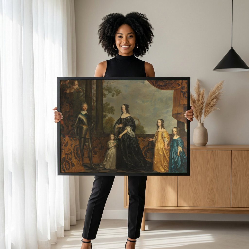 Quadro Decorativo 'Retrato de Família' - Honthorst com modelo em ambiente