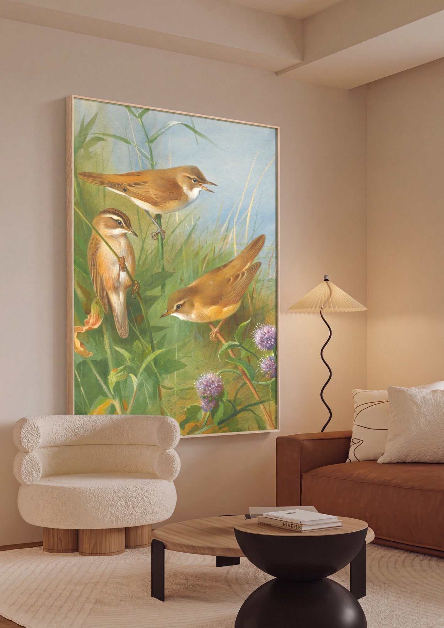Quadro Decorativo Pássaros no Campo – Thorburn em ambiente decorado