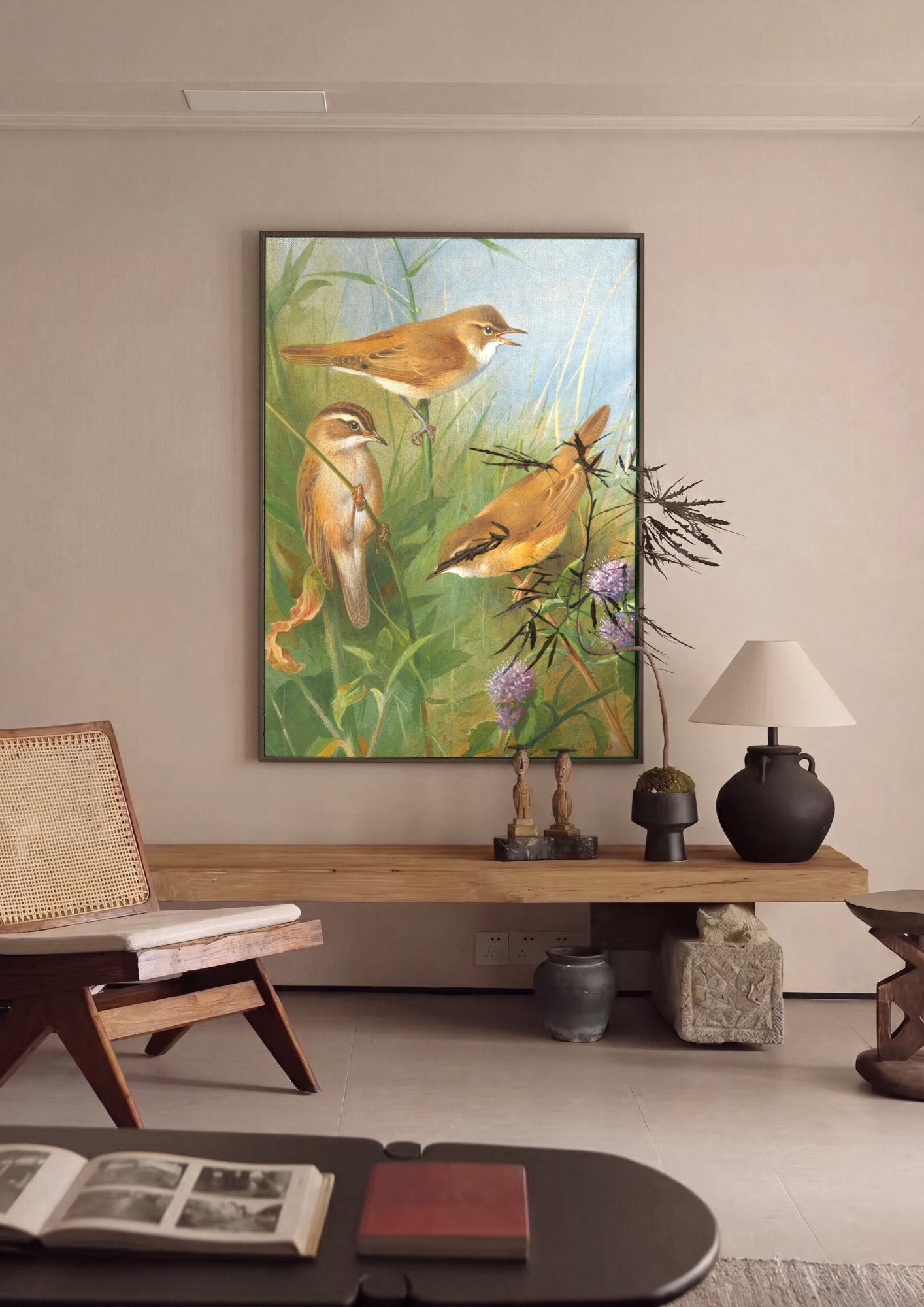 Quadro Decorativo Pássaros no Campo – Thorburn em ambiente decorado