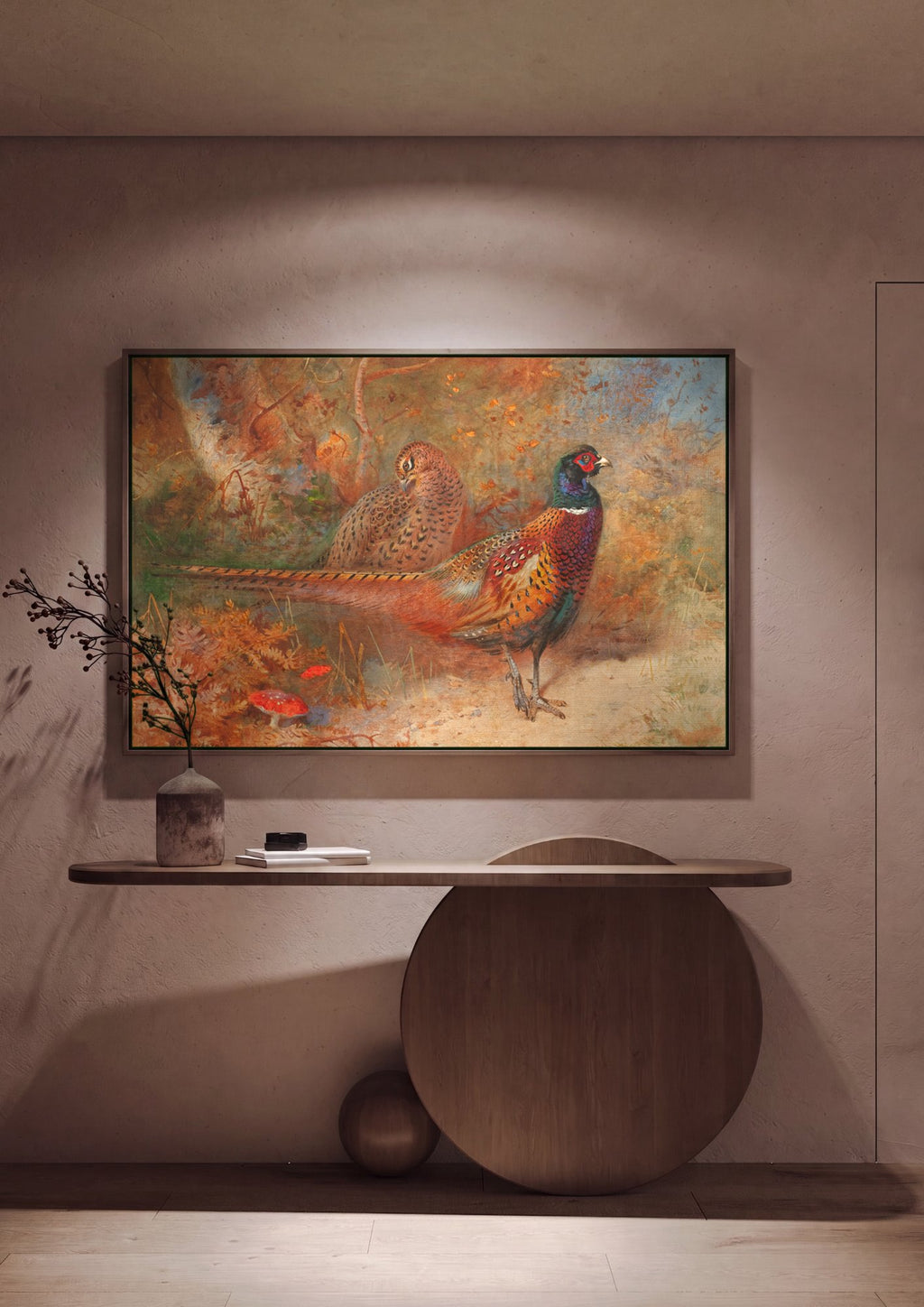 Quadro Decorativo Faisões em Outono - Thorburn em ambiente decorado