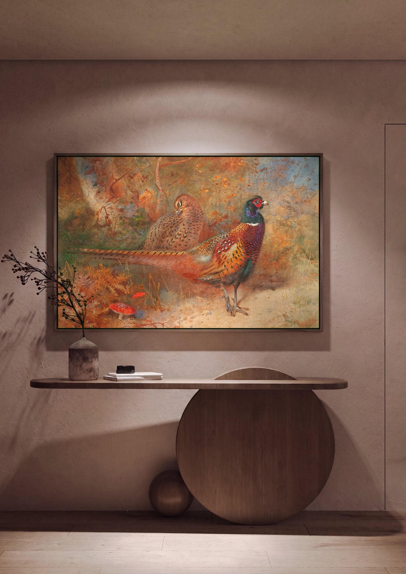 Quadro Decorativo Faisões em Outono - Thorburn em ambiente decorado
