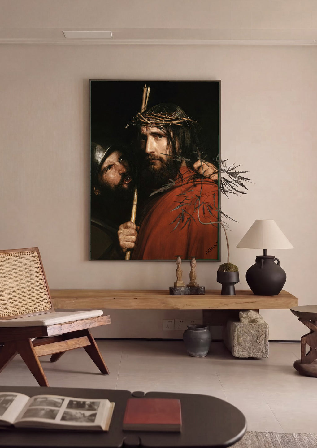 Quadro Decorativo A Coroação de Espinhos - Carl Bloch em ambiente decorado