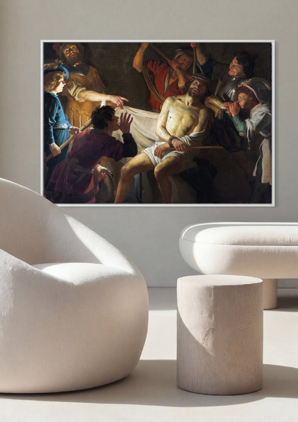 Quadro Decorativo A Coroação de Espinhos - Gerard van Honthorst em ambiente decorado