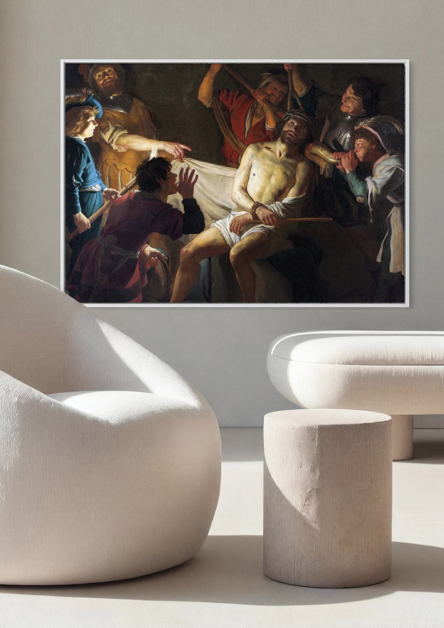 Quadro Decorativo A Coroação de Espinhos - Gerard van Honthorst em ambiente decorado