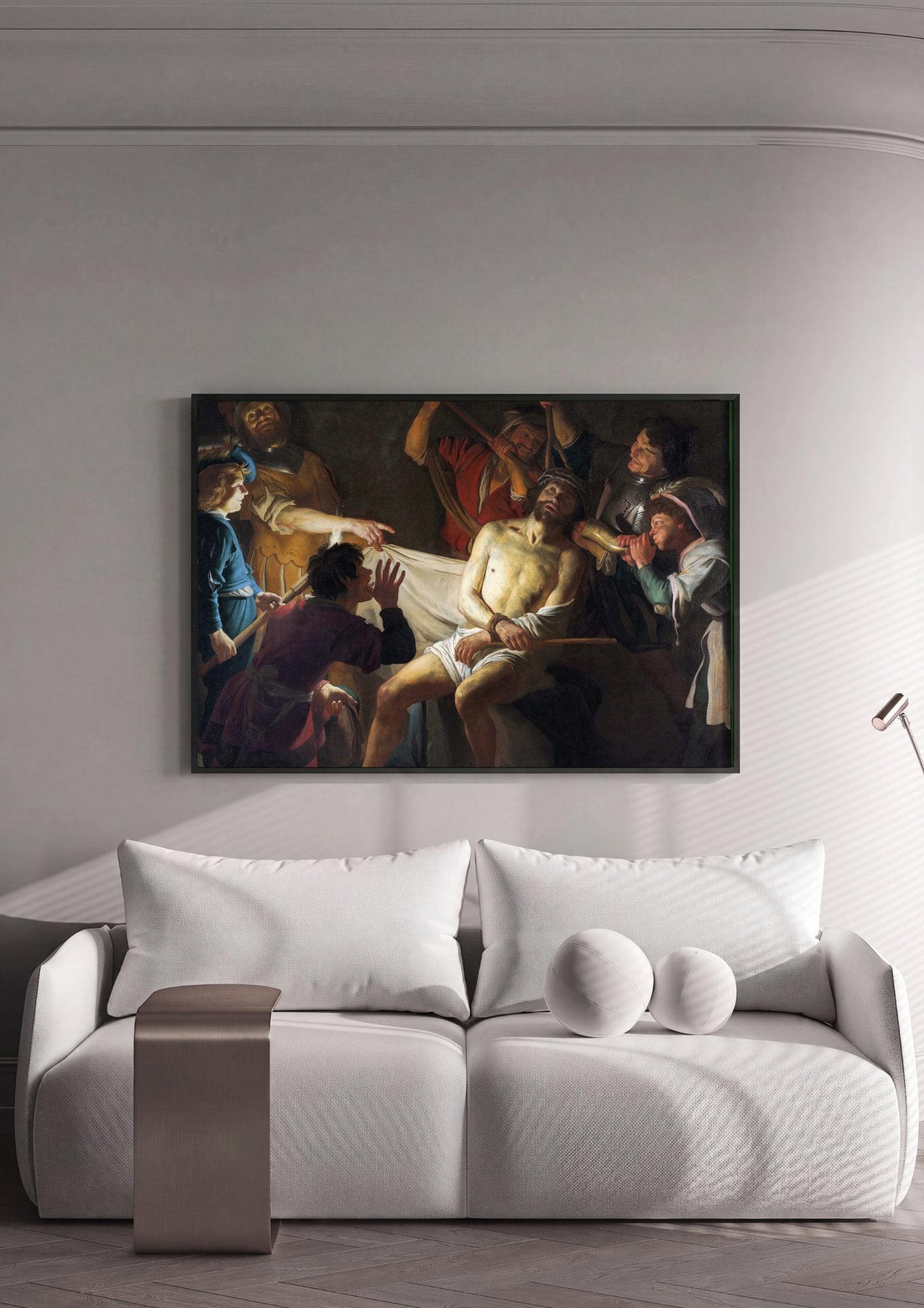 Quadro Decorativo A Coroação de Espinhos - Gerard van Honthorst em ambiente decorado