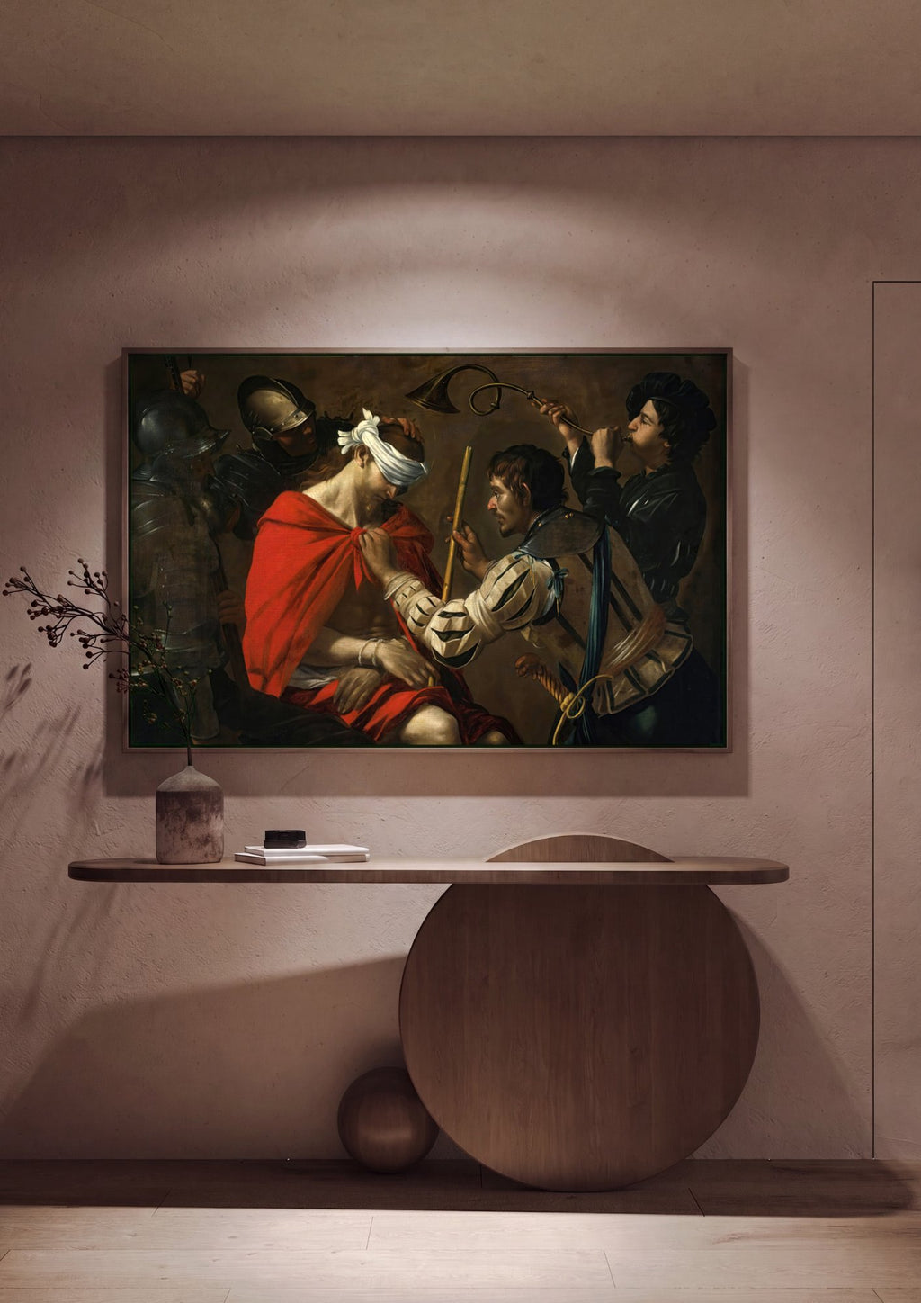 Quadro Decorativo A Coroacao de Espinhos - Caravaggio em ambiente decorado