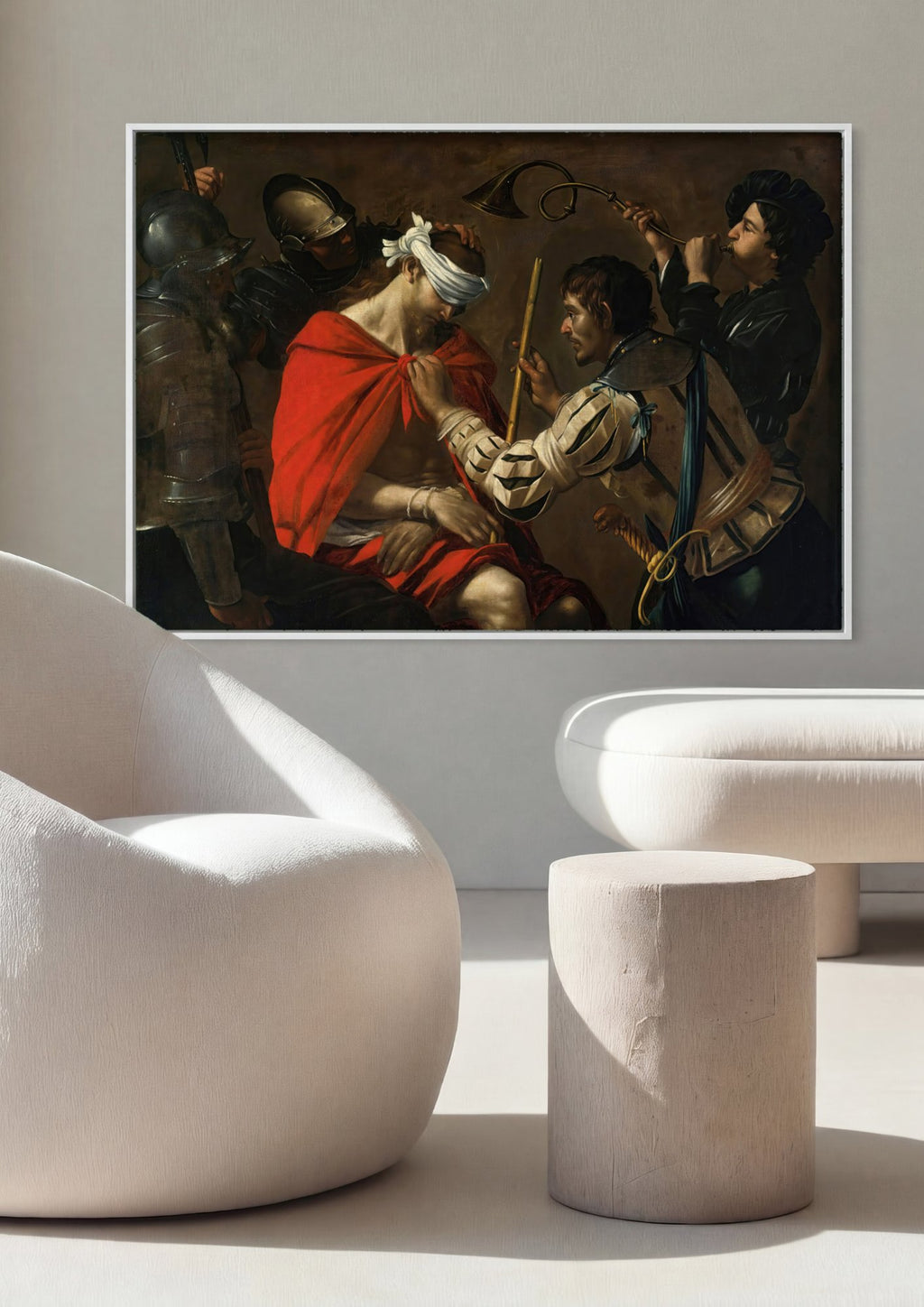 Quadro Decorativo A Coroacao de Espinhos - Caravaggio em ambiente decorado