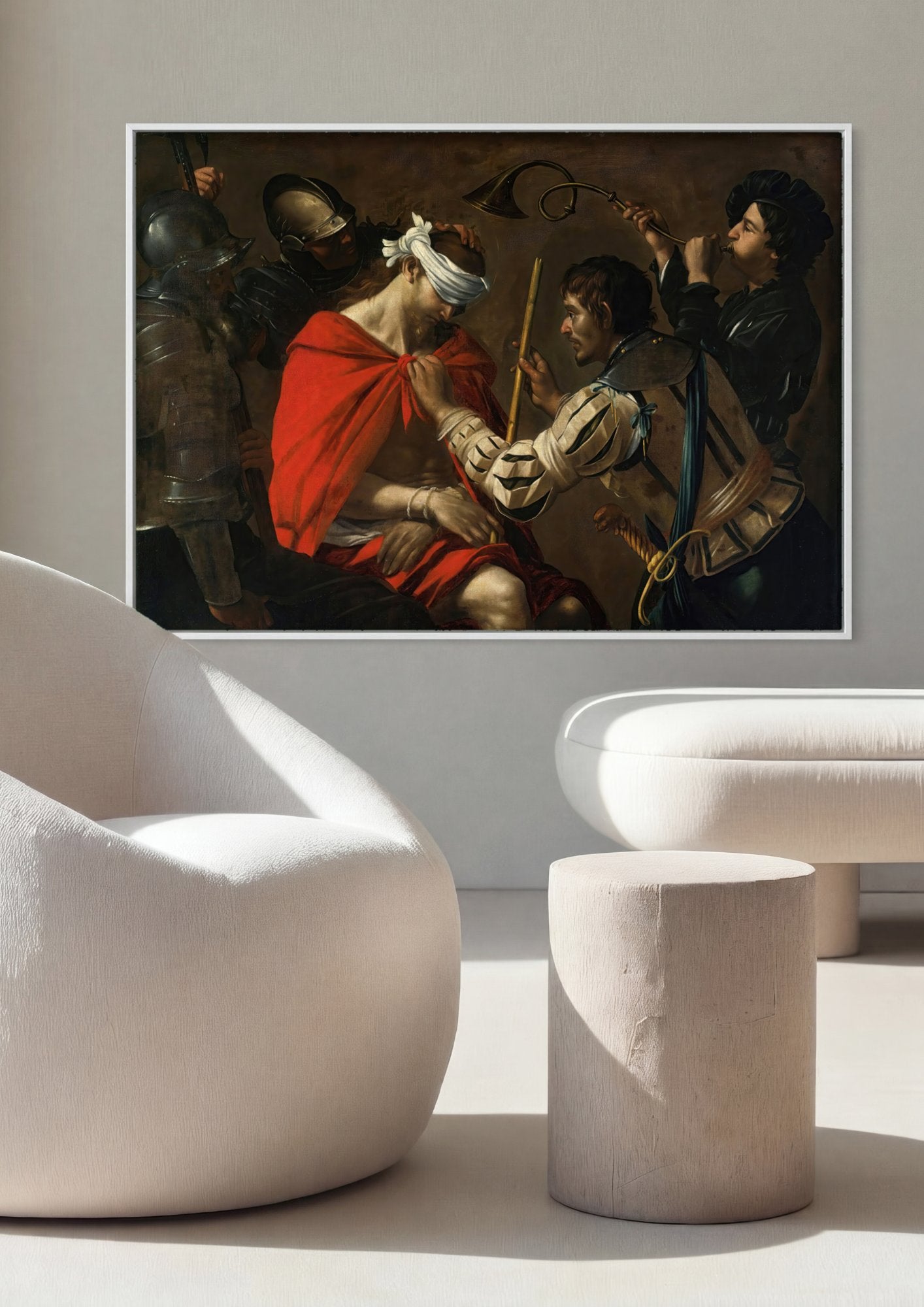 Quadro Decorativo A Coroacao de Espinhos - Caravaggio em ambiente decorado