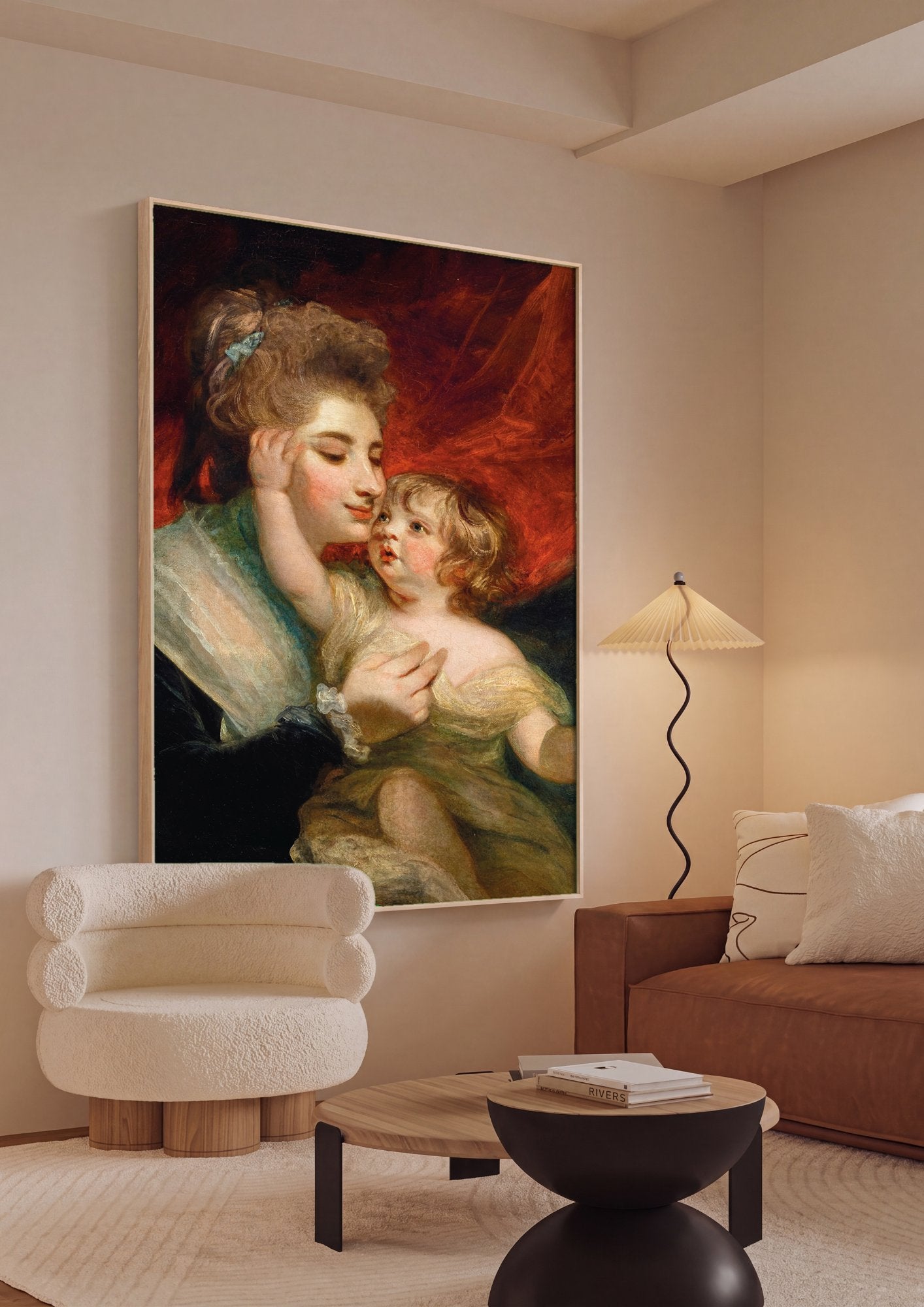 Quadro Decorativo Mãe e Filho - Sir Joshua Reynolds em ambiente decorado