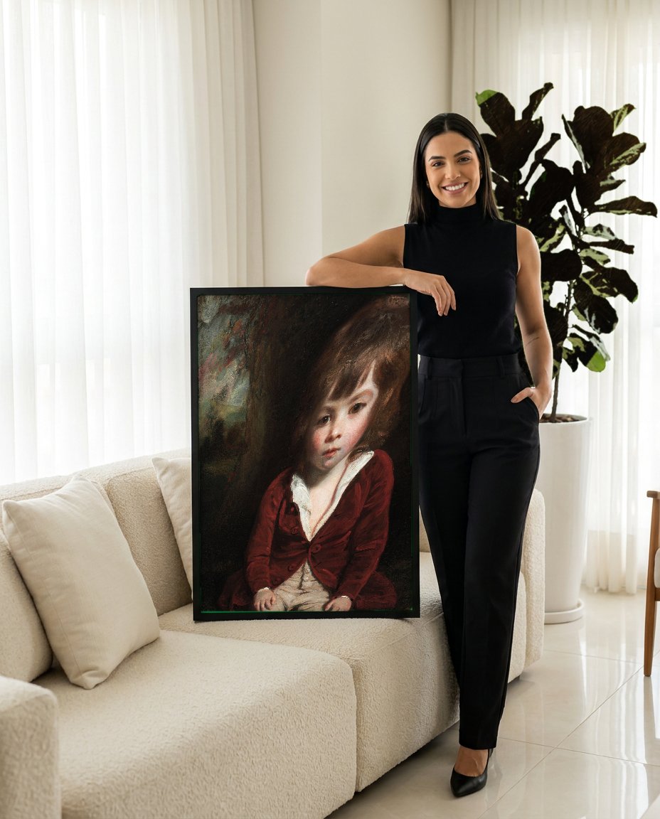 Quadro Decorativo 'Master Hare' - Sir Joshua Reynolds com modelo em ambiente