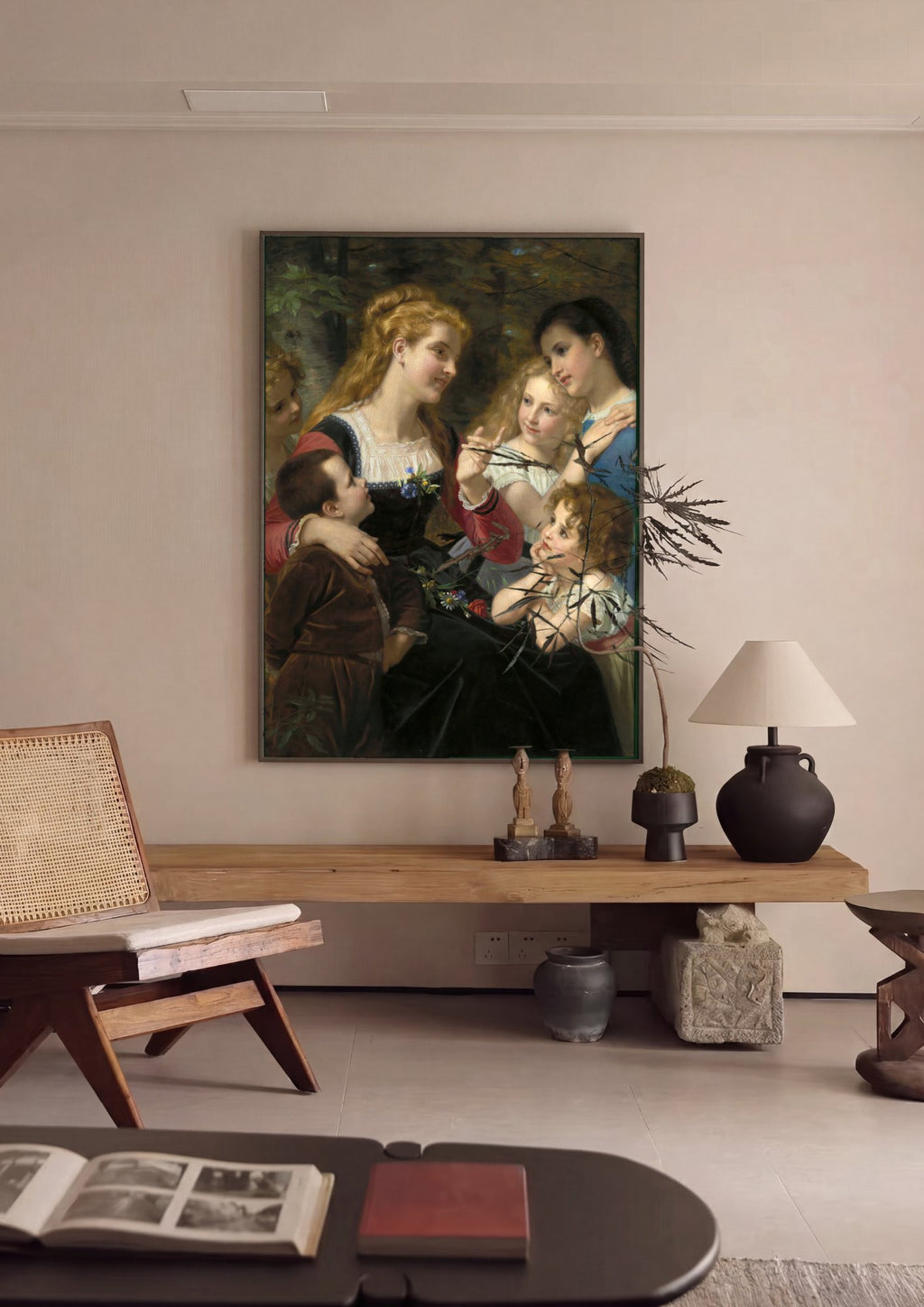 Quadro Decorativo A História Contada - Hugues Merle em ambiente decorado