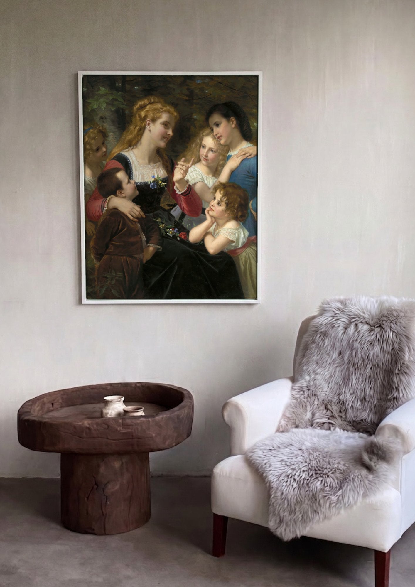 Quadro Decorativo A História Contada - Hugues Merle em ambiente decorado