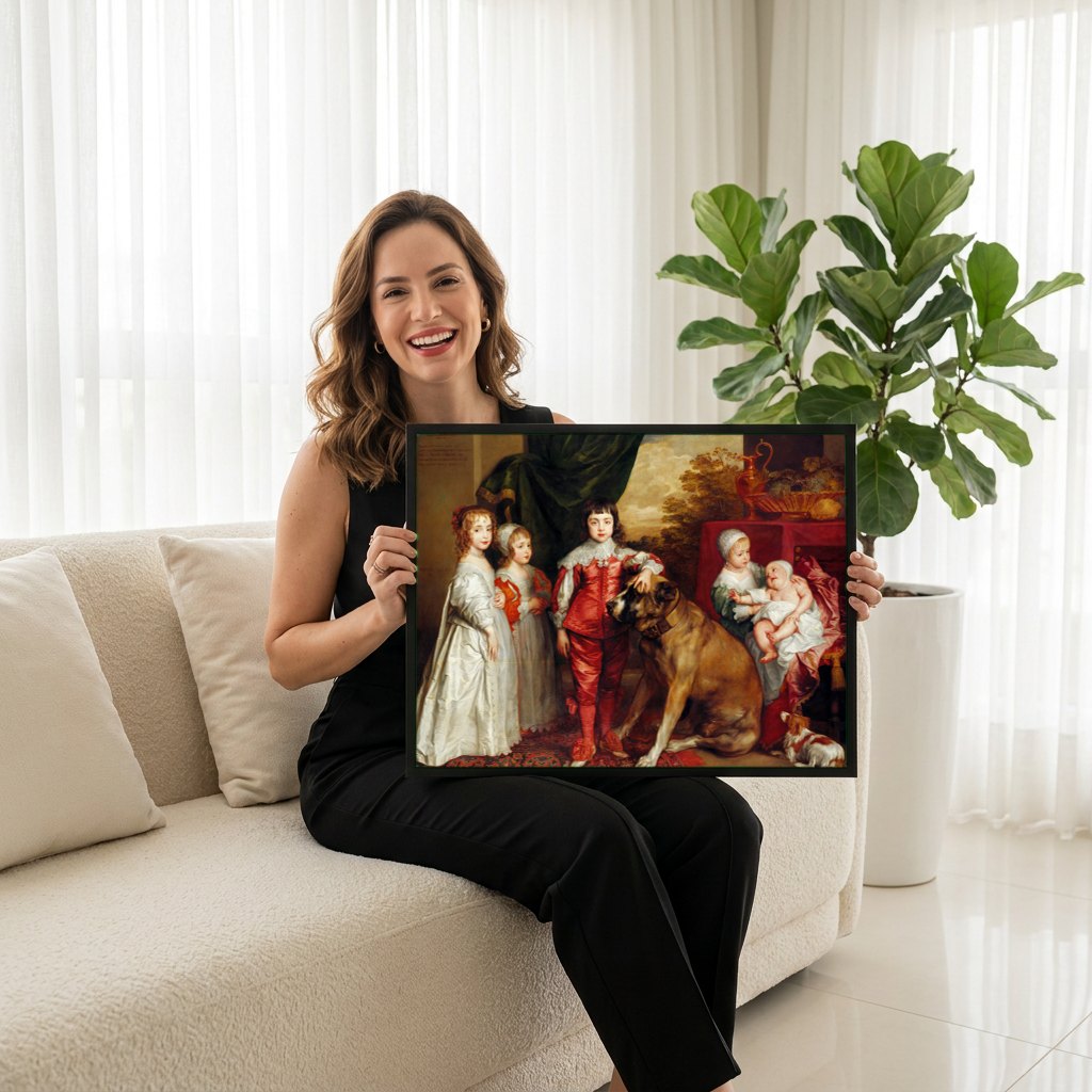 Quadro Decorativo Os Filhos de Carlos I - Van Dyck | modelo apresentando o quadro emoldurado