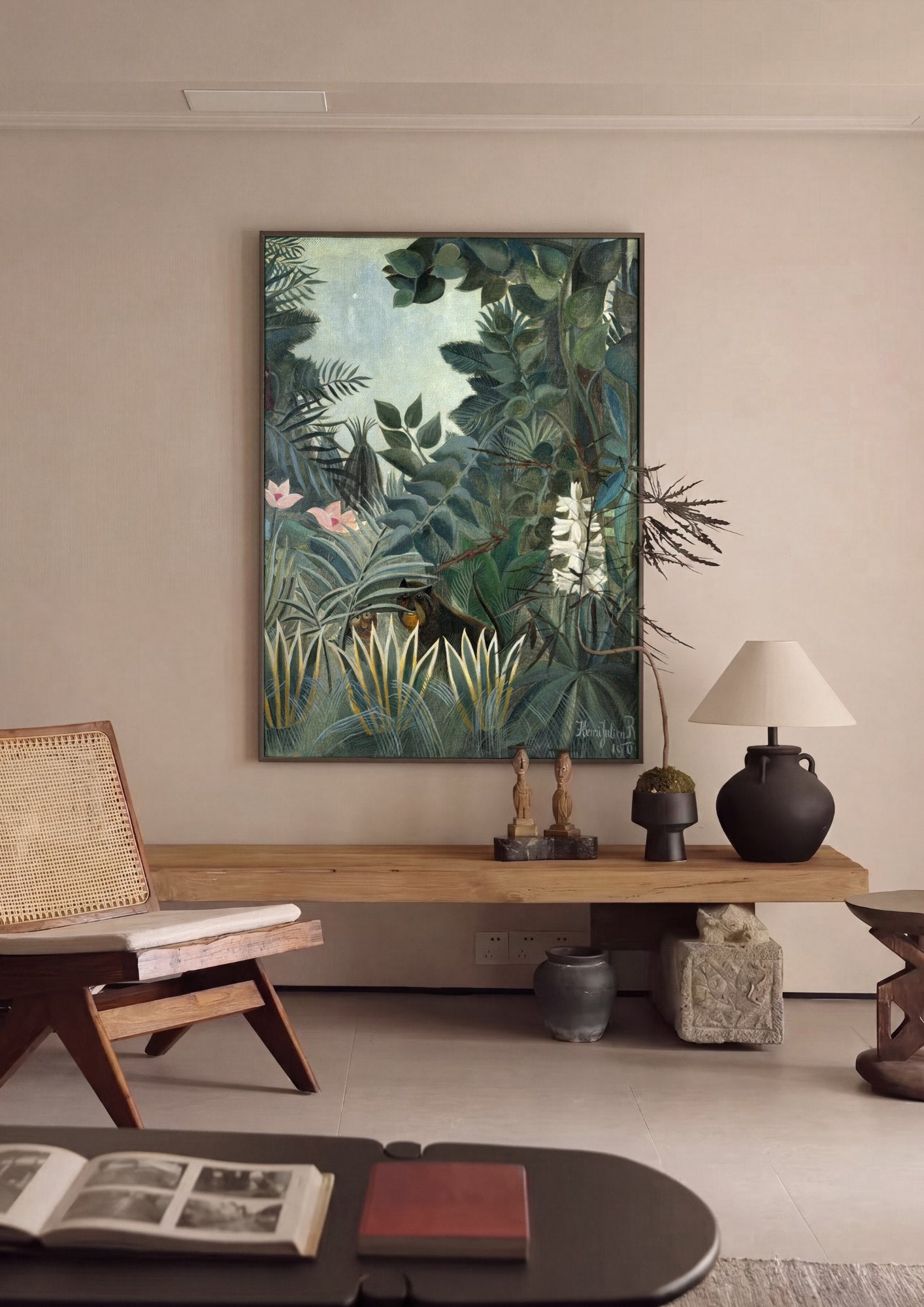 Quadro Decorativo A Selva Tropical - Henri Rousseau | quadro emoldurado na parede