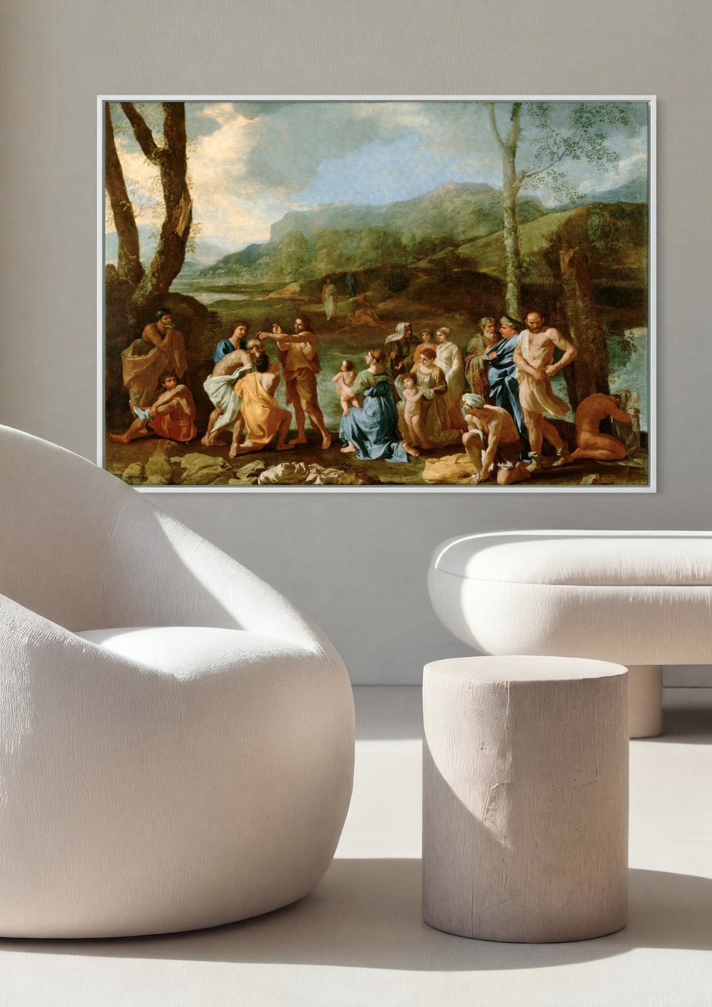 Quadro Decorativo O Batismo de Cristo - Nicolas Poussin | quadro emoldurado na parede