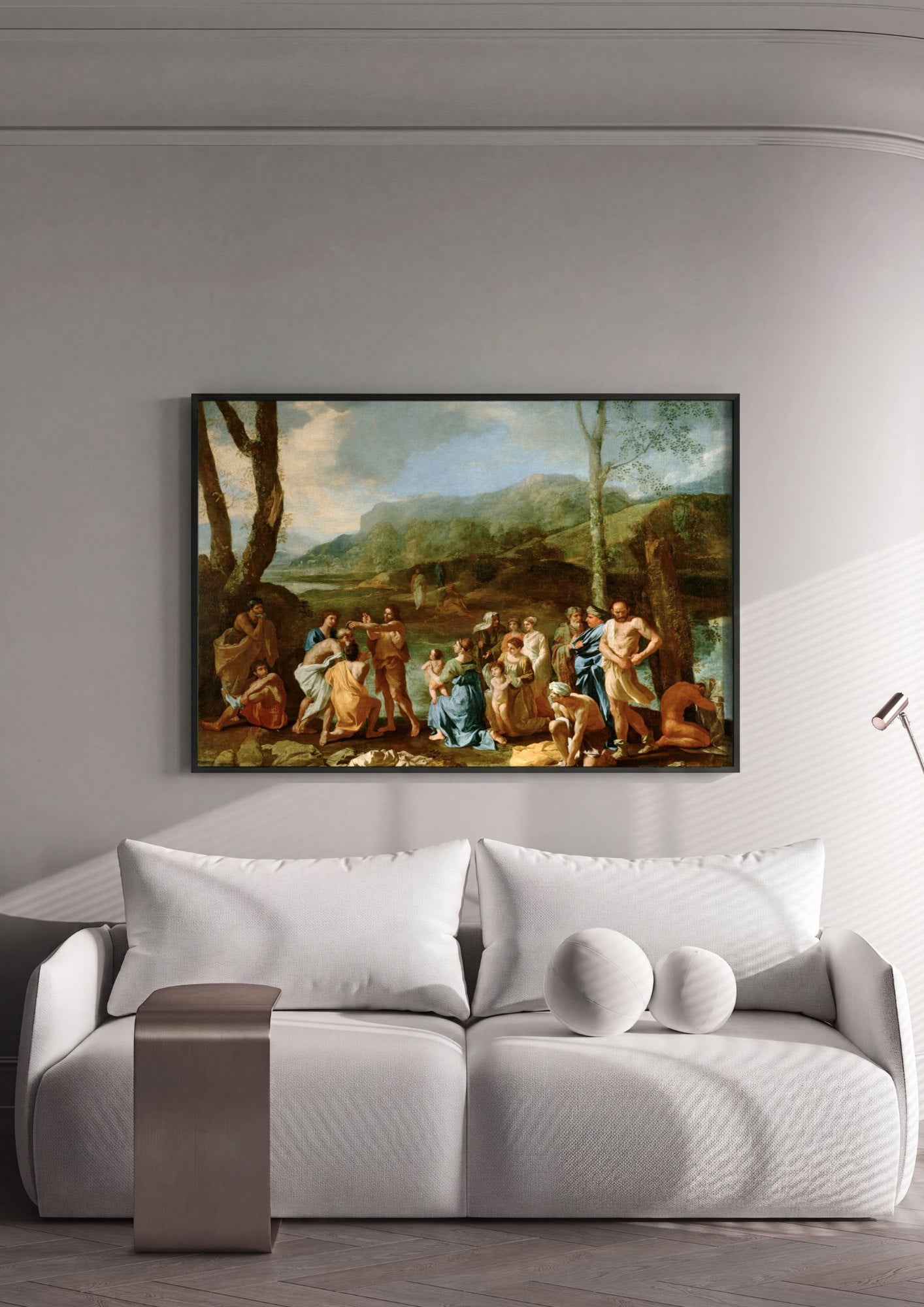 Quadro Decorativo O Batismo de Cristo - Nicolas Poussin | quadro emoldurado na parede