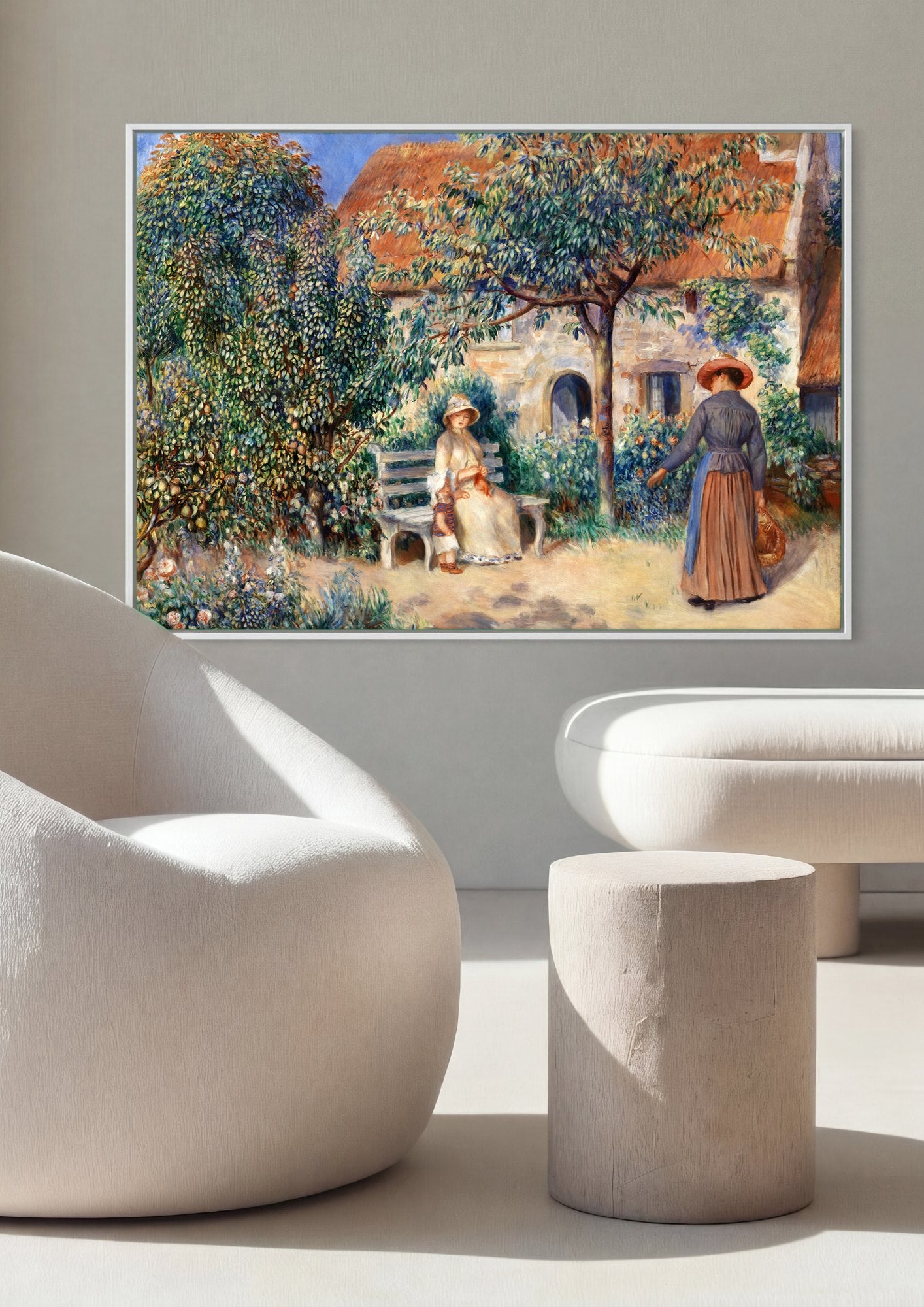 Quadro Decorativo Jardins com Figuras - Pierre Auguste Renoir | quadro emoldurado na parede