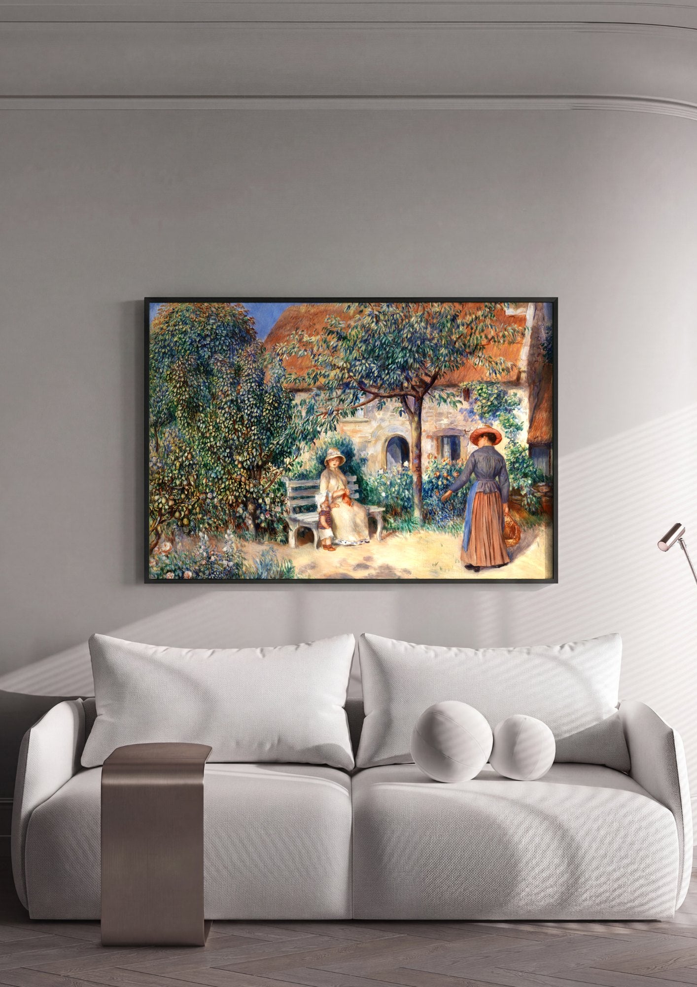 Quadro Decorativo Jardins com Figuras - Pierre Auguste Renoir | quadro emoldurado na parede