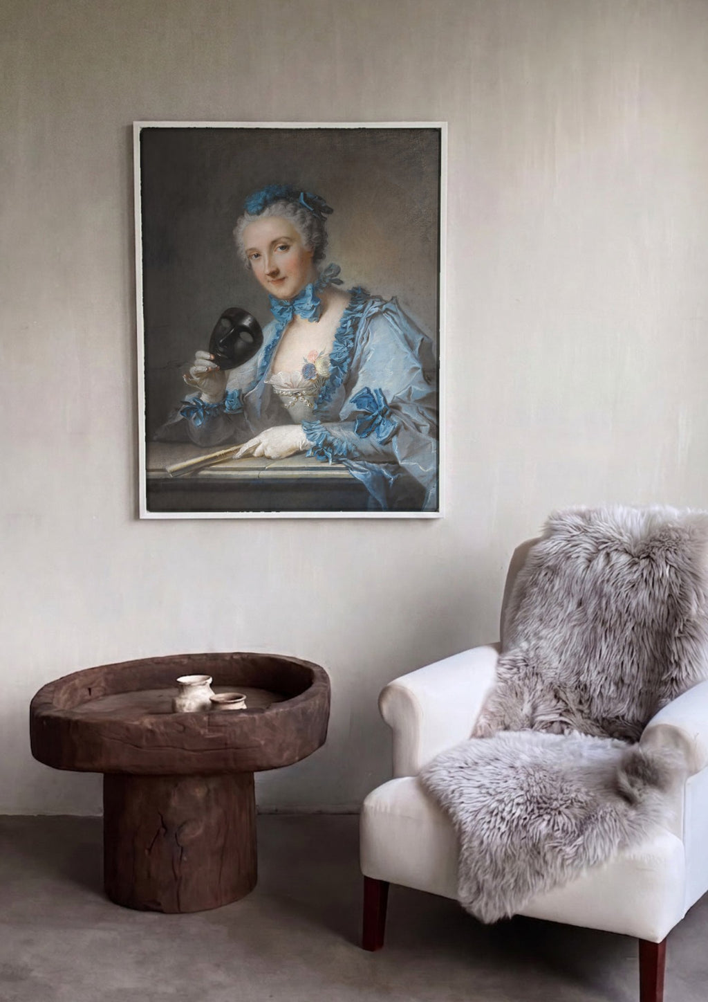 Quadro Decorativo Dama com Máscara - Nattier | quadro emoldurado na parede