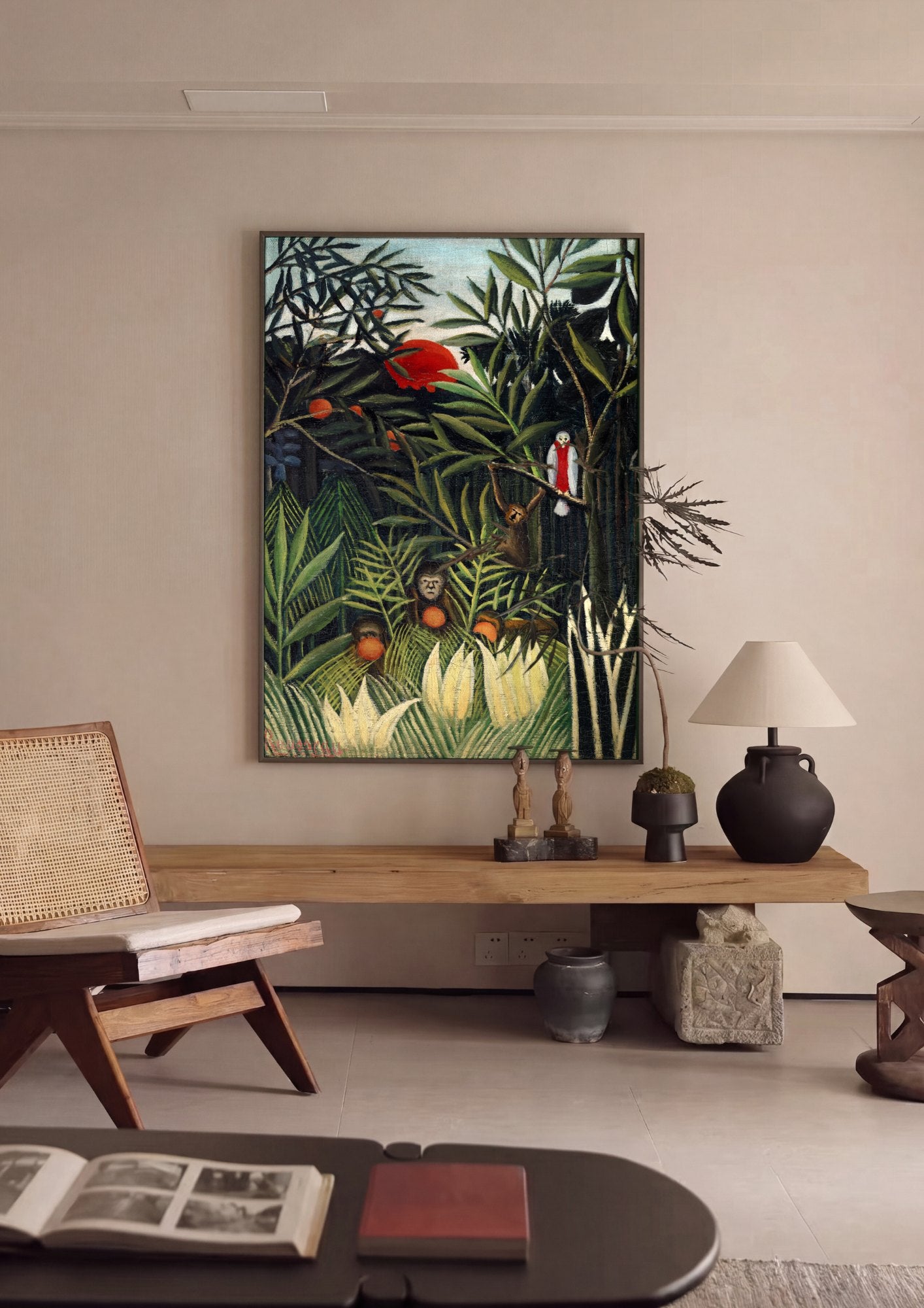 Quadro Decorativo A Selva Tropical - Henri Rousseau | quadro emoldurado na parede