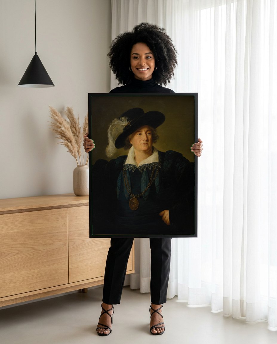 Quadro Decorativo Retrato de Joseph-Marie Vien - Elisabeth Vigée Le Brun | modelo apresentando o quadro emoldurado