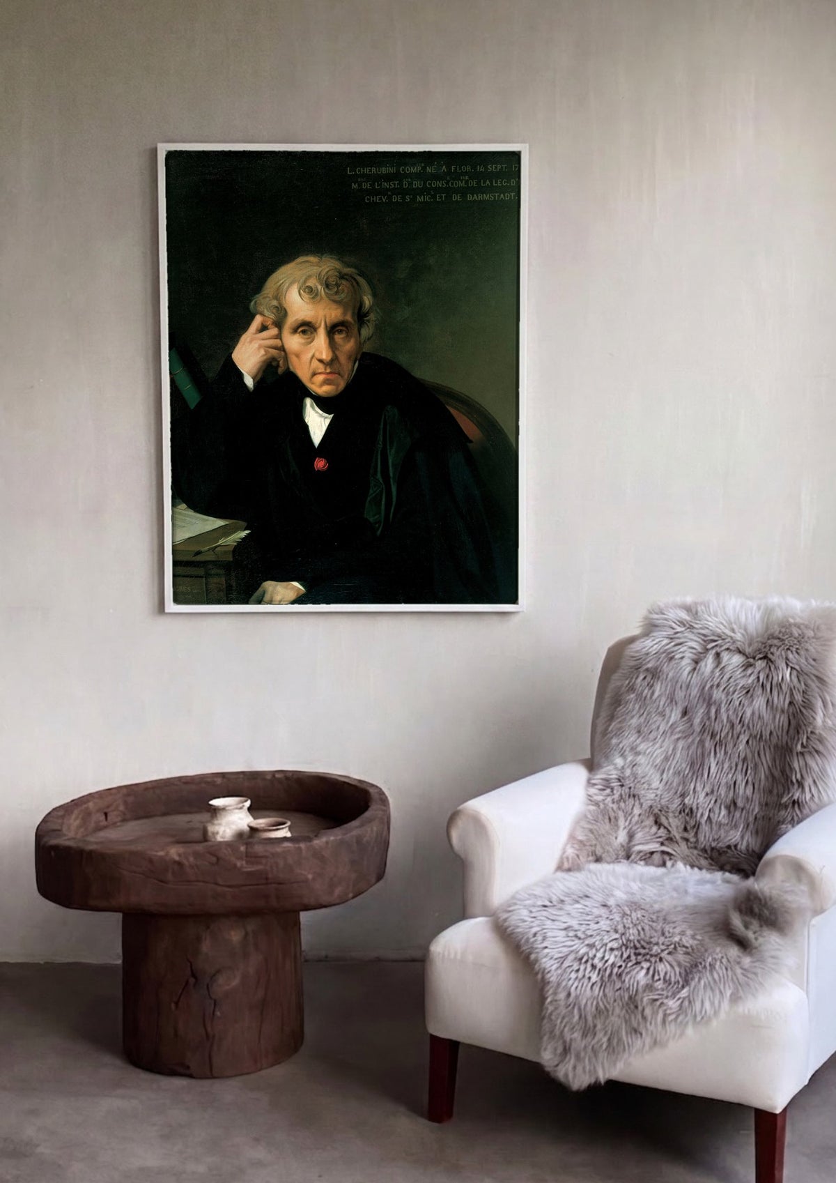 Quadro Decorativo Retrato de Cherubini - Ingres | quadro emoldurado na parede