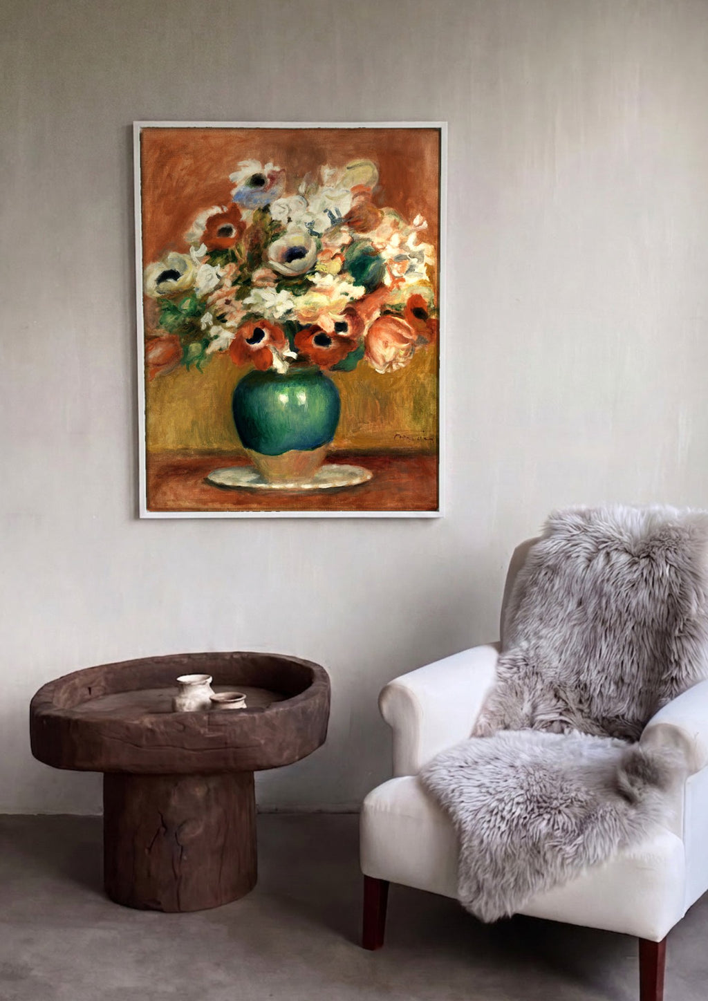 Quadro Decorativo Vaso de Anêmonas - Renoir | quadro emoldurado na parede