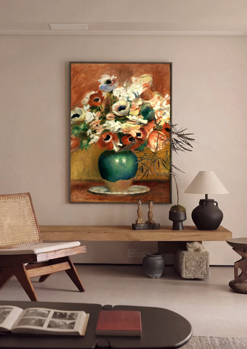 Quadro Decorativo Vaso de Anêmonas - Renoir | quadro emoldurado na parede