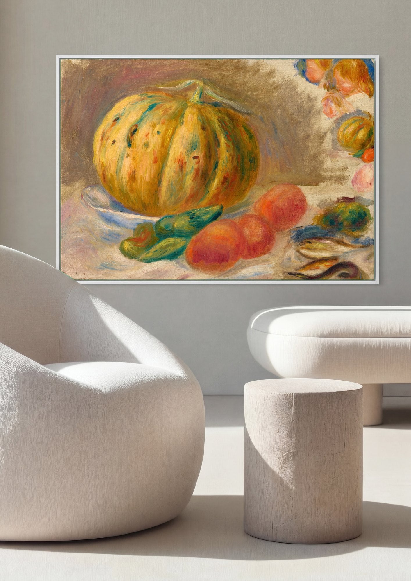 Quadro Decorativo Abóbora e Frutas - Renoir | quadro emoldurado na parede