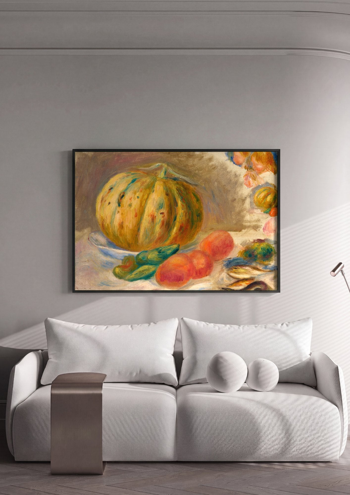 Quadro Decorativo Abóbora e Frutas - Renoir | quadro emoldurado na parede