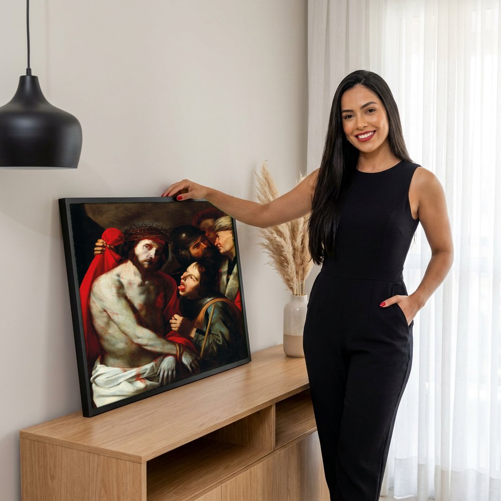 Quadro Decorativo Ecce Homo - Jusepe de Ribera | modelo apresentando o quadro emoldurado