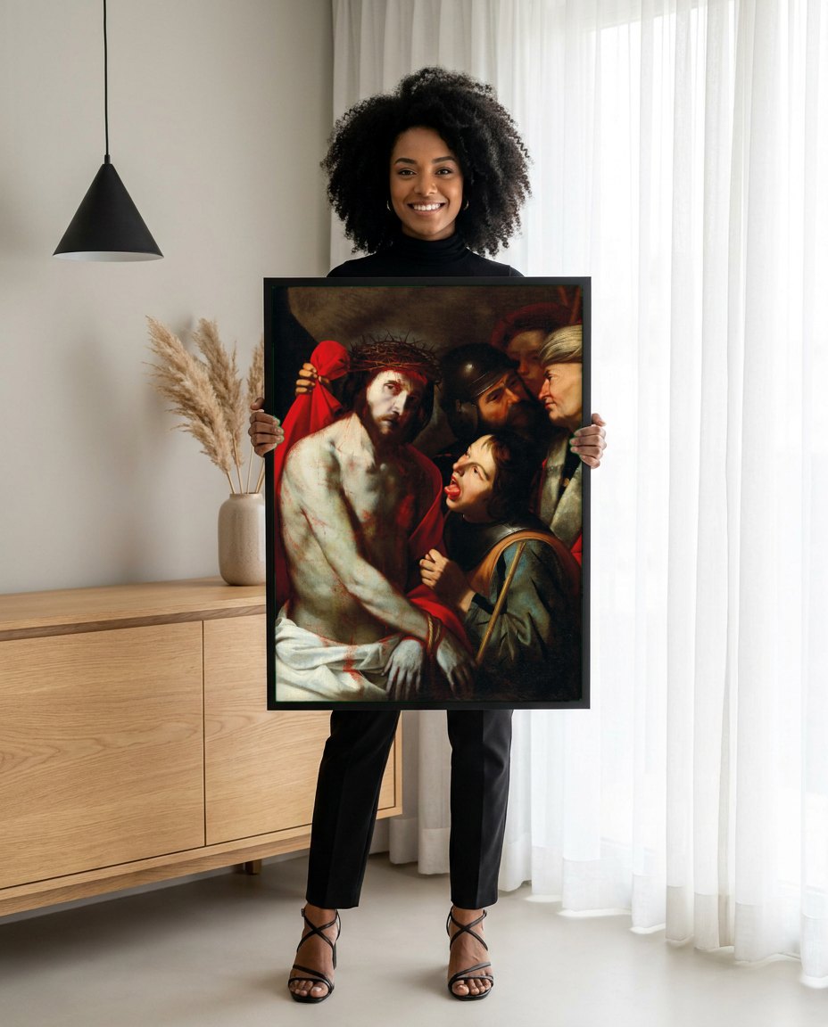Quadro Decorativo Ecce Homo - Jusepe de Ribera | modelo apresentando o quadro emoldurado