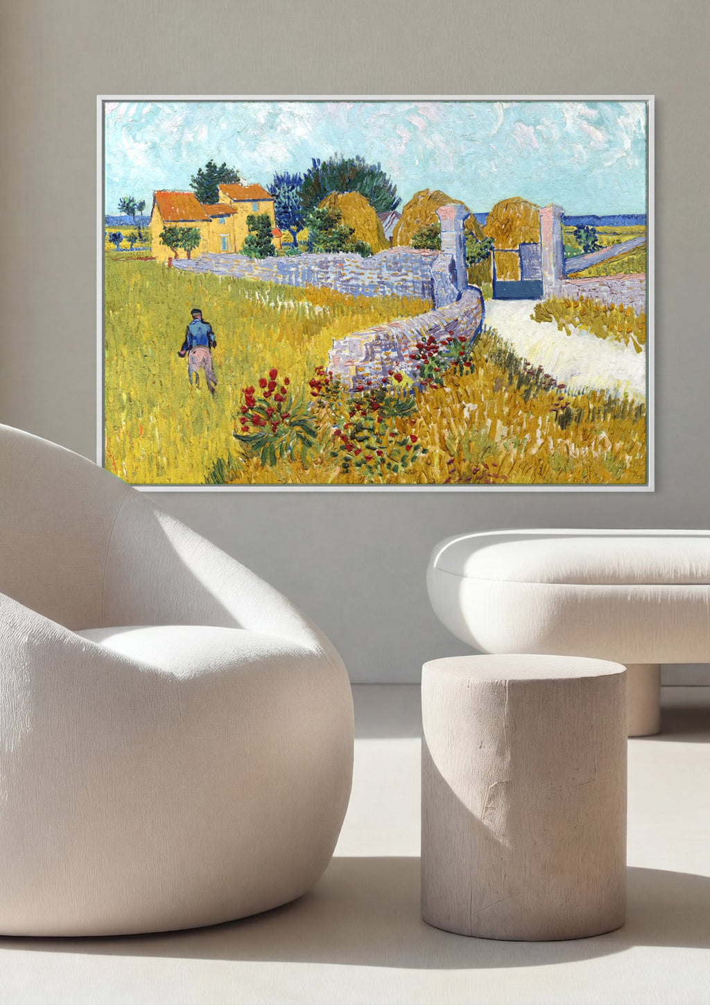 Quadro Decorativo Campo de Trigo com Ceifeiro - Van Gogh | quadro emoldurado na parede