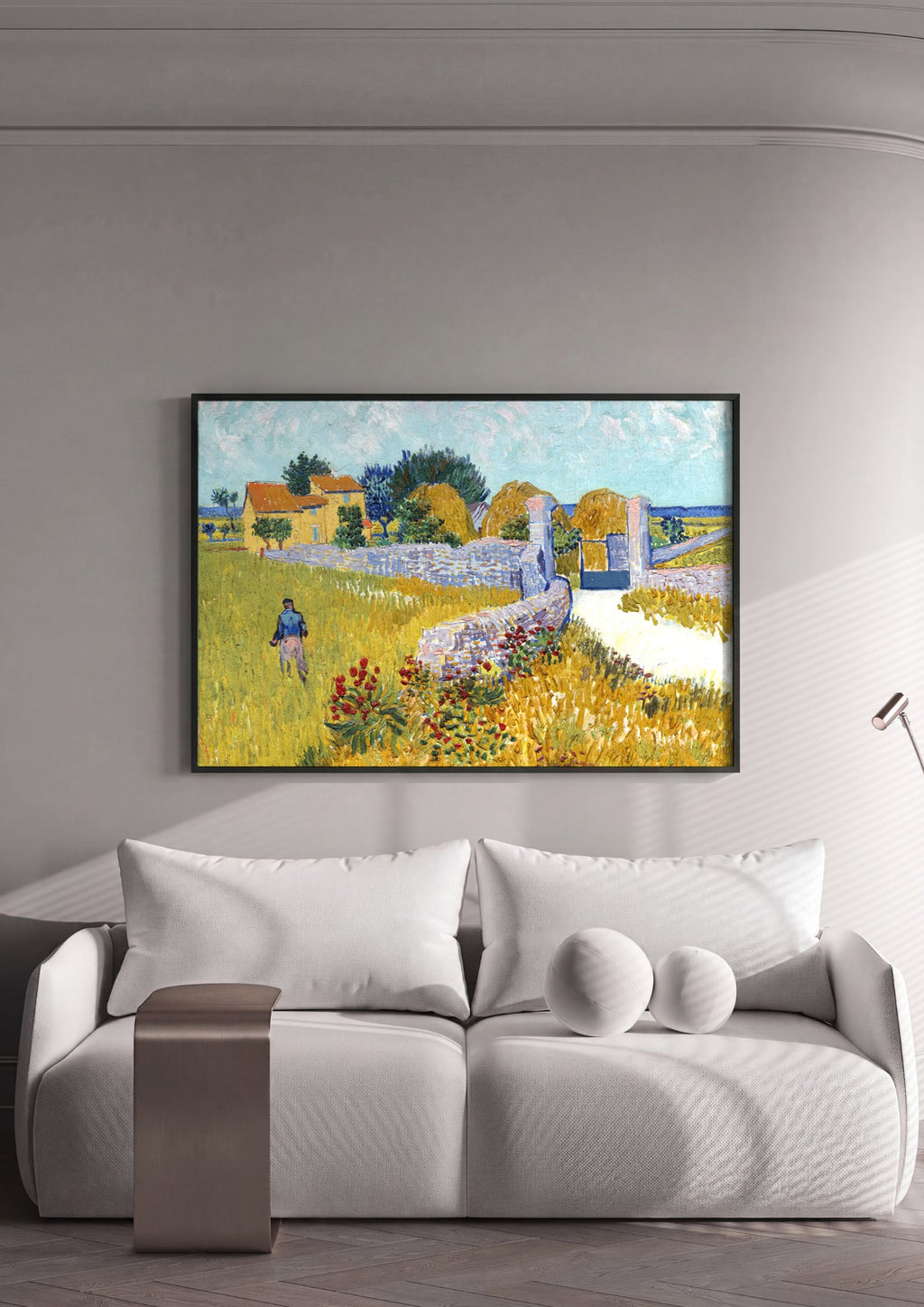 Quadro Decorativo Campo de Trigo com Ceifeiro - Van Gogh | quadro emoldurado na parede