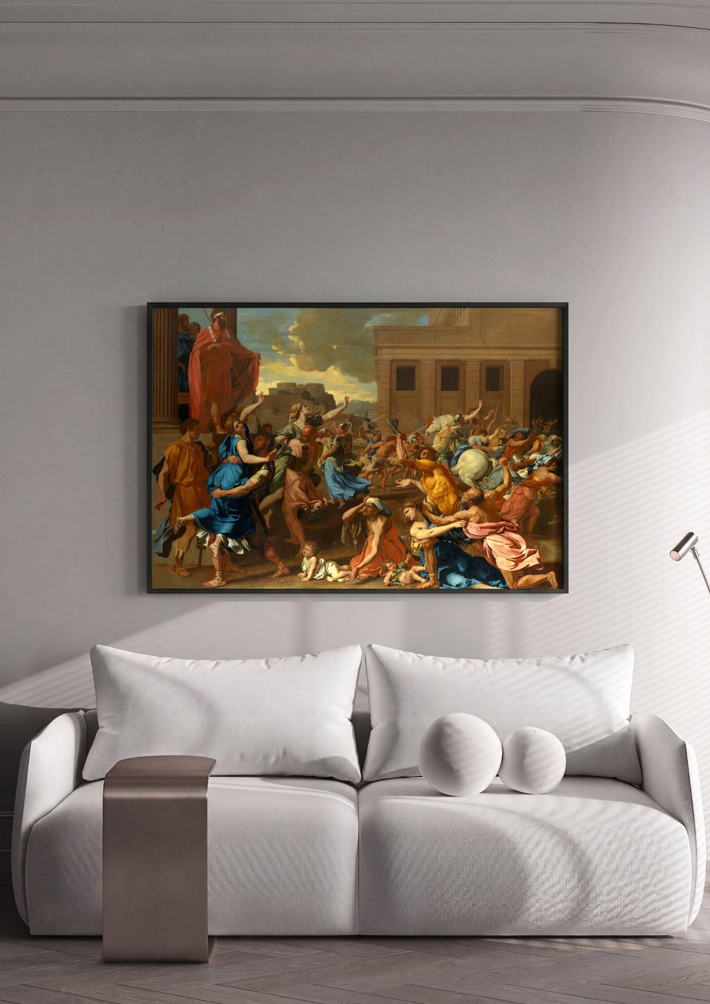 Quadro Decorativo O Rapto das Sabinas - Nicolas Poussin | quadro emoldurado na parede