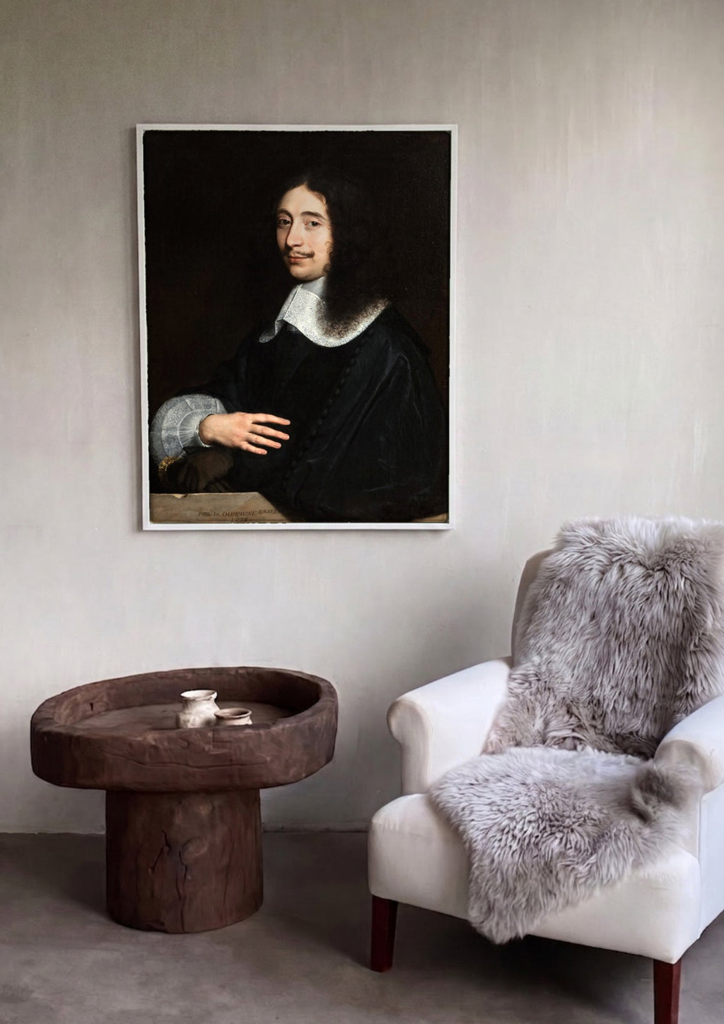 Quadro Decorativo Retrato de Homem - Philippe de Champaigne | quadro emoldurado na parede