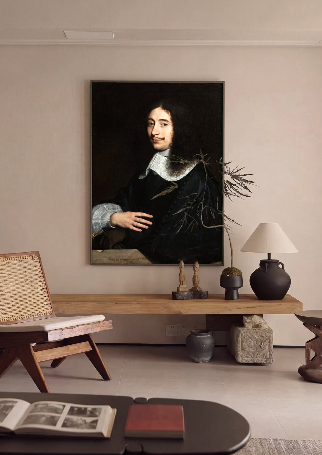 Quadro Decorativo Retrato de Homem - Philippe de Champaigne | quadro emoldurado na parede