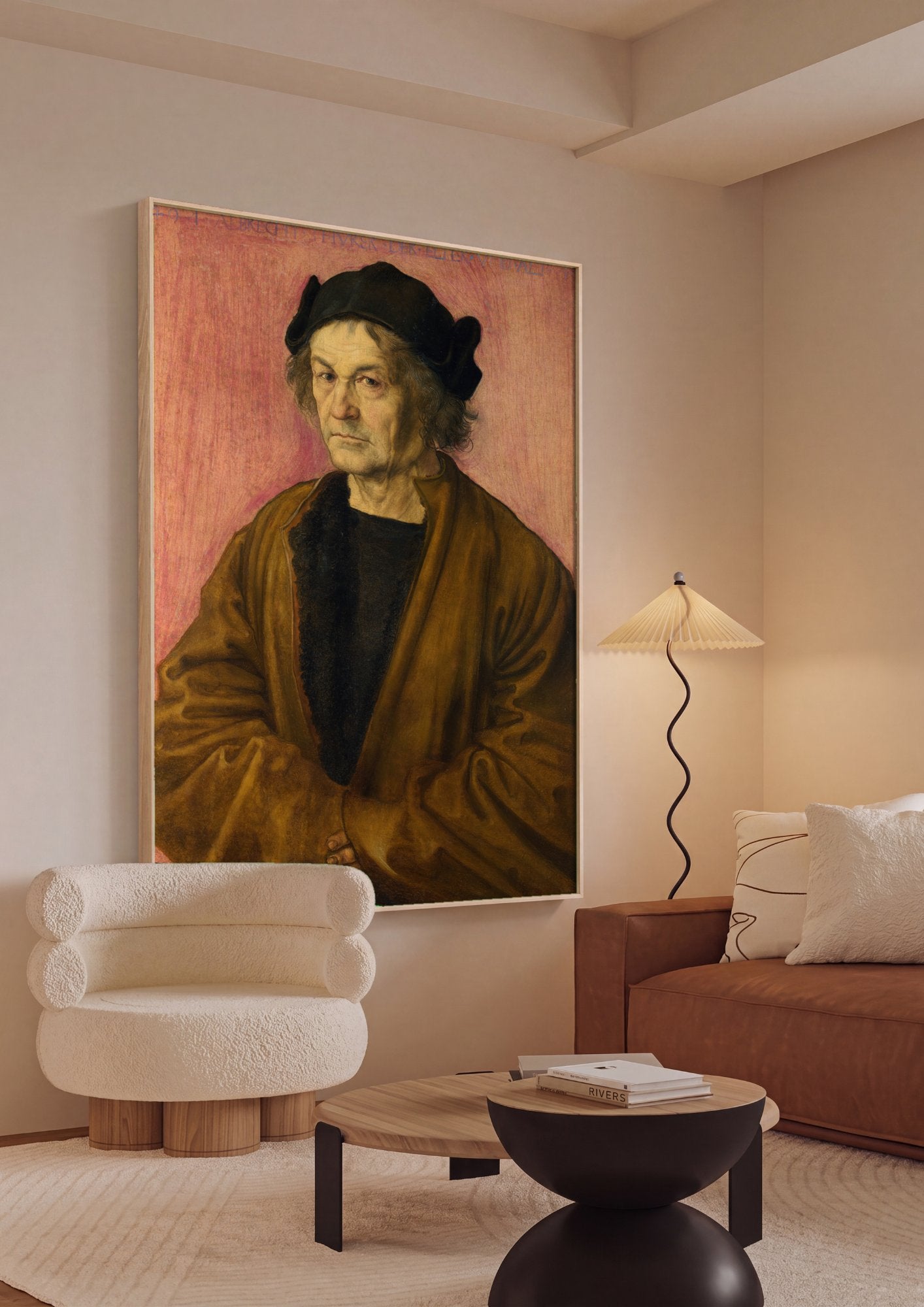 Quadro Decorativo Retrato de Dürer Pai - Albrecht Dürer em ambiente decorado