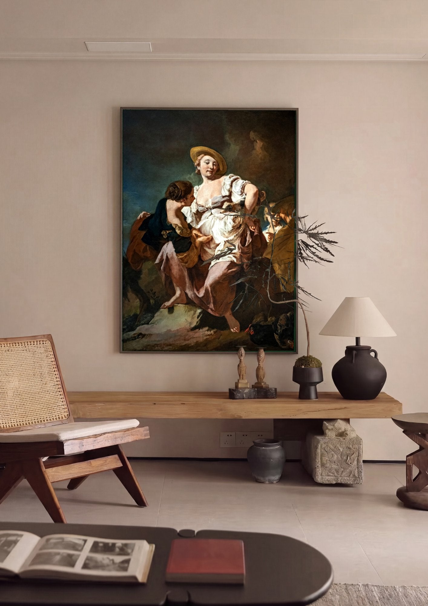 Quadro Decorativo A Camponesa - Giovanni Battista Piazzetta em ambiente decorado