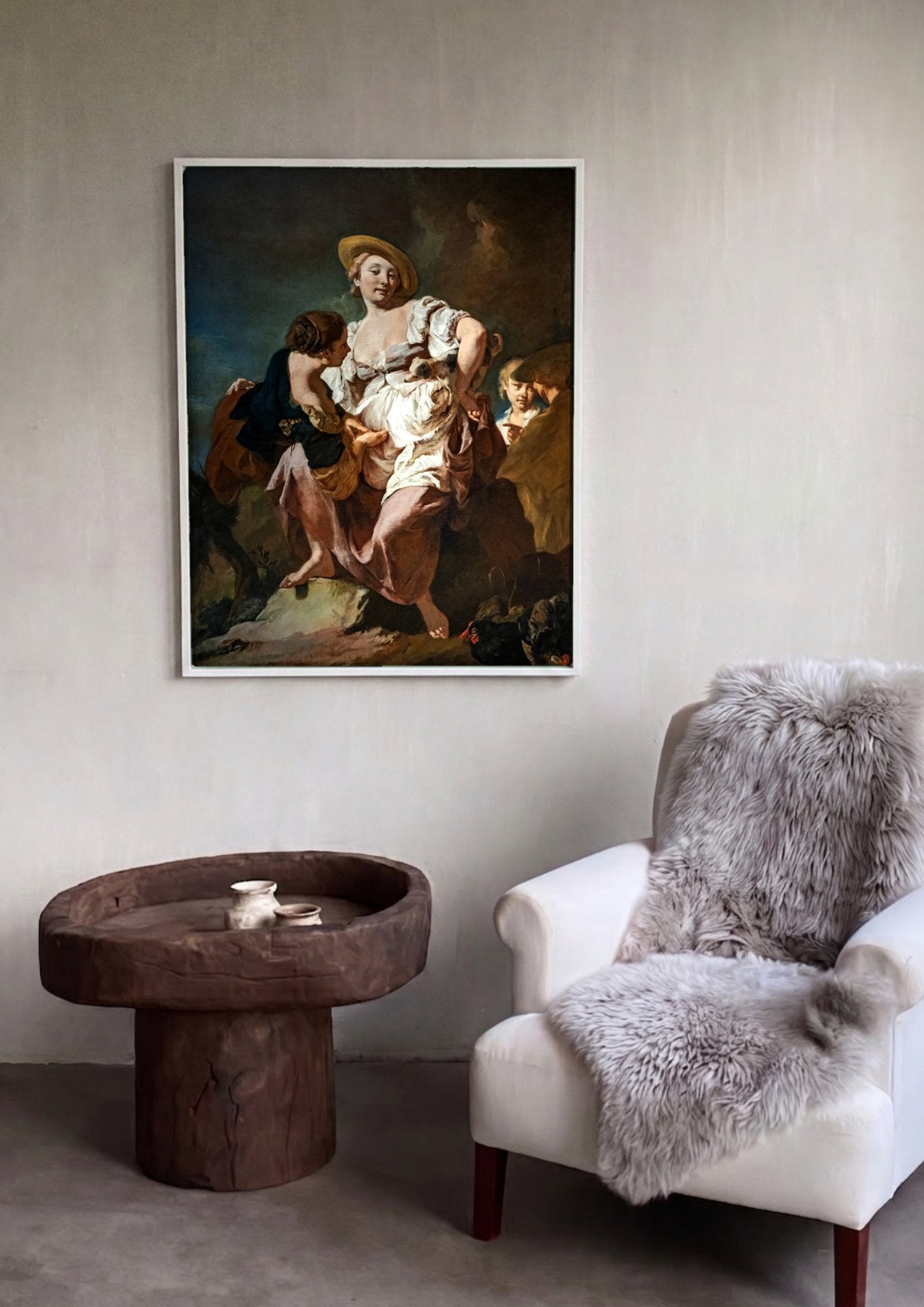 Quadro Decorativo A Camponesa - Giovanni Battista Piazzetta em ambiente decorado