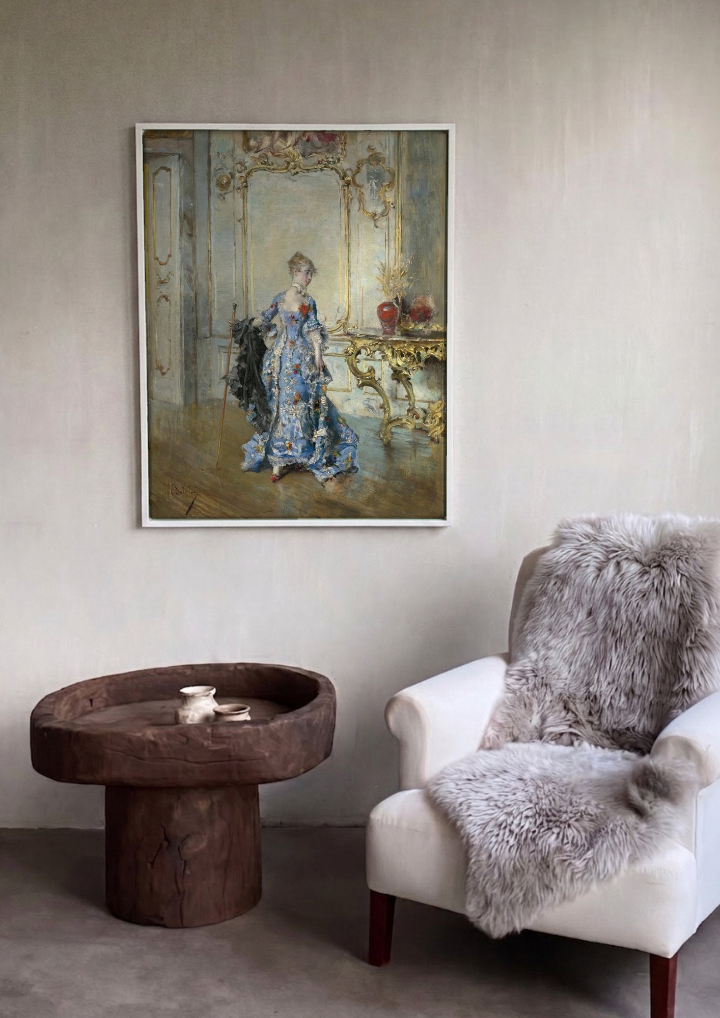 Quadro Decorativo A Dama Azul - Giovanni Boldini em ambiente decorado