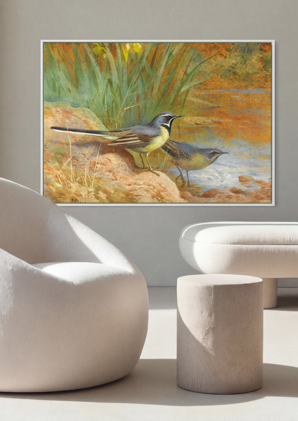 Quadro Decorativo Pássaros à Beira do Rio - Thorburn | quadro emoldurado na parede