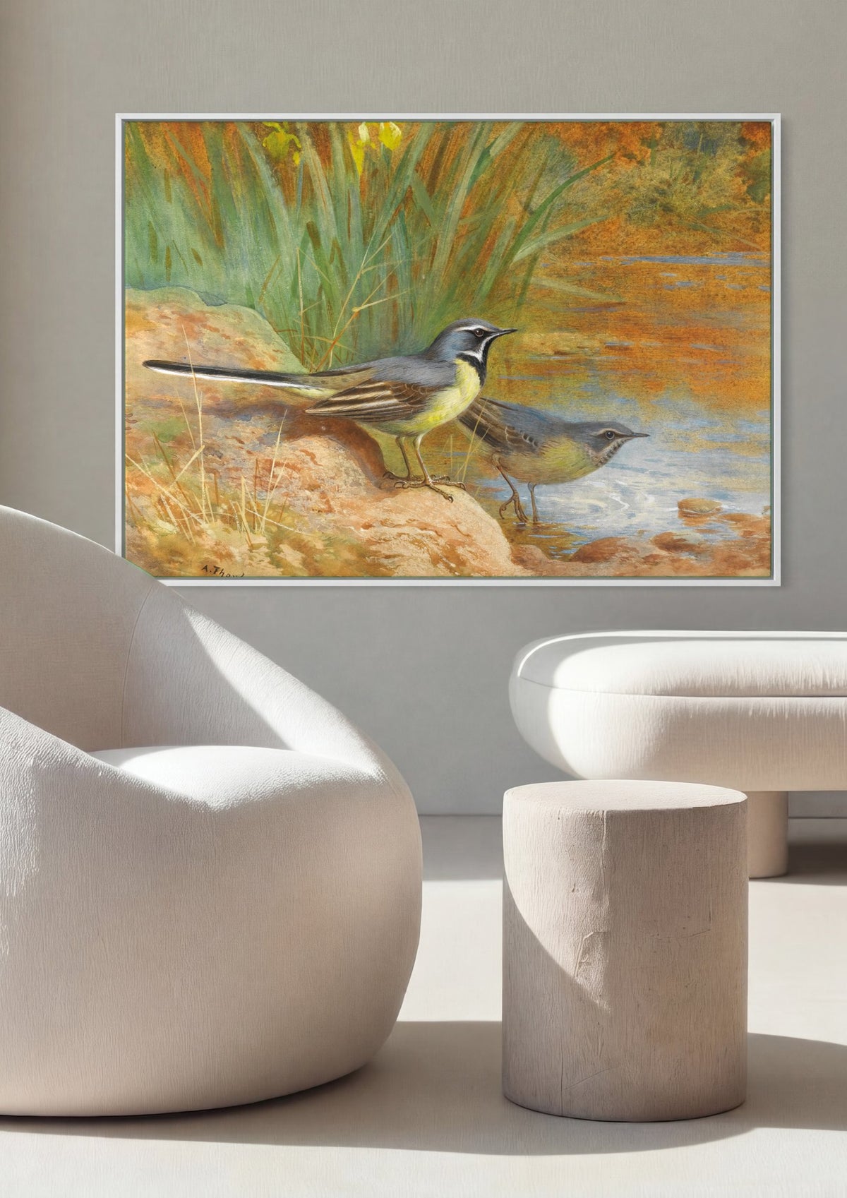 Quadro Decorativo Pássaros à Beira do Rio - Thorburn | quadro emoldurado na parede