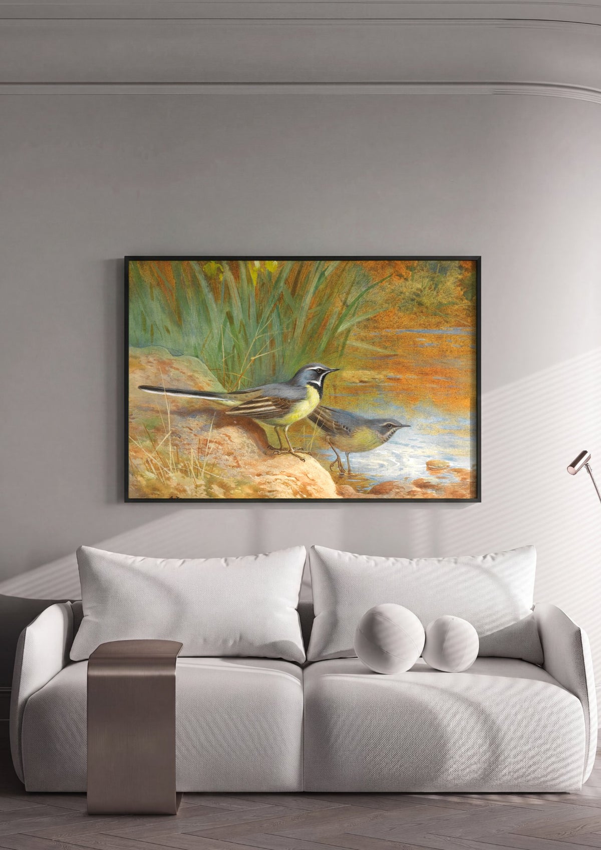 Quadro Decorativo Pássaros à Beira do Rio - Thorburn | quadro emoldurado na parede
