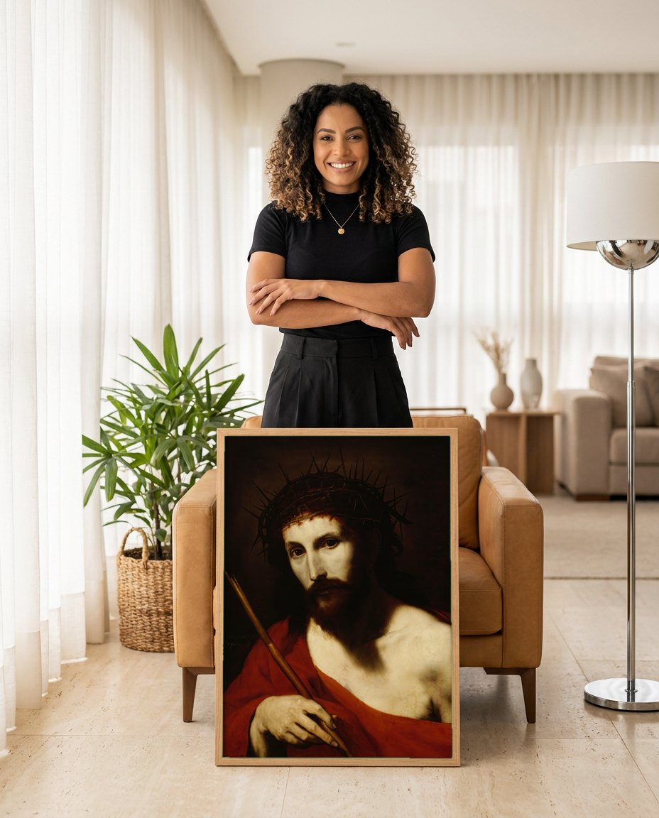 Quadro Decorativo Ecce Homo - Jusepe de Ribera | modelo apresentando o quadro emoldurado
