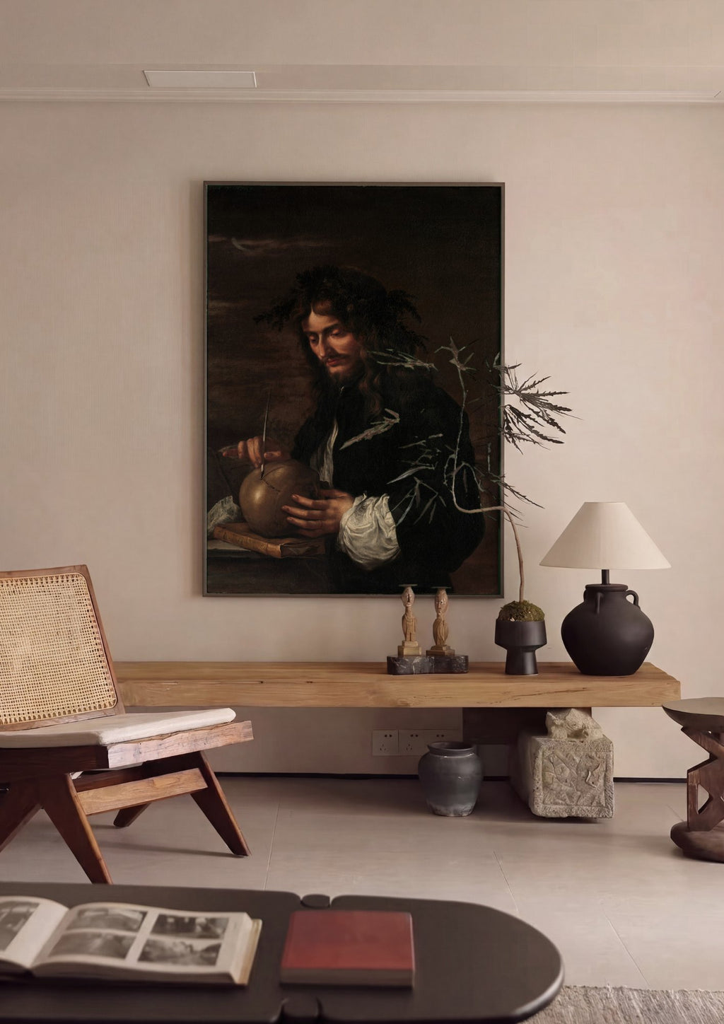 Quadro Decorativo Autorretrato com Crânio – Salvator Rosa | quadro emoldurado na parede