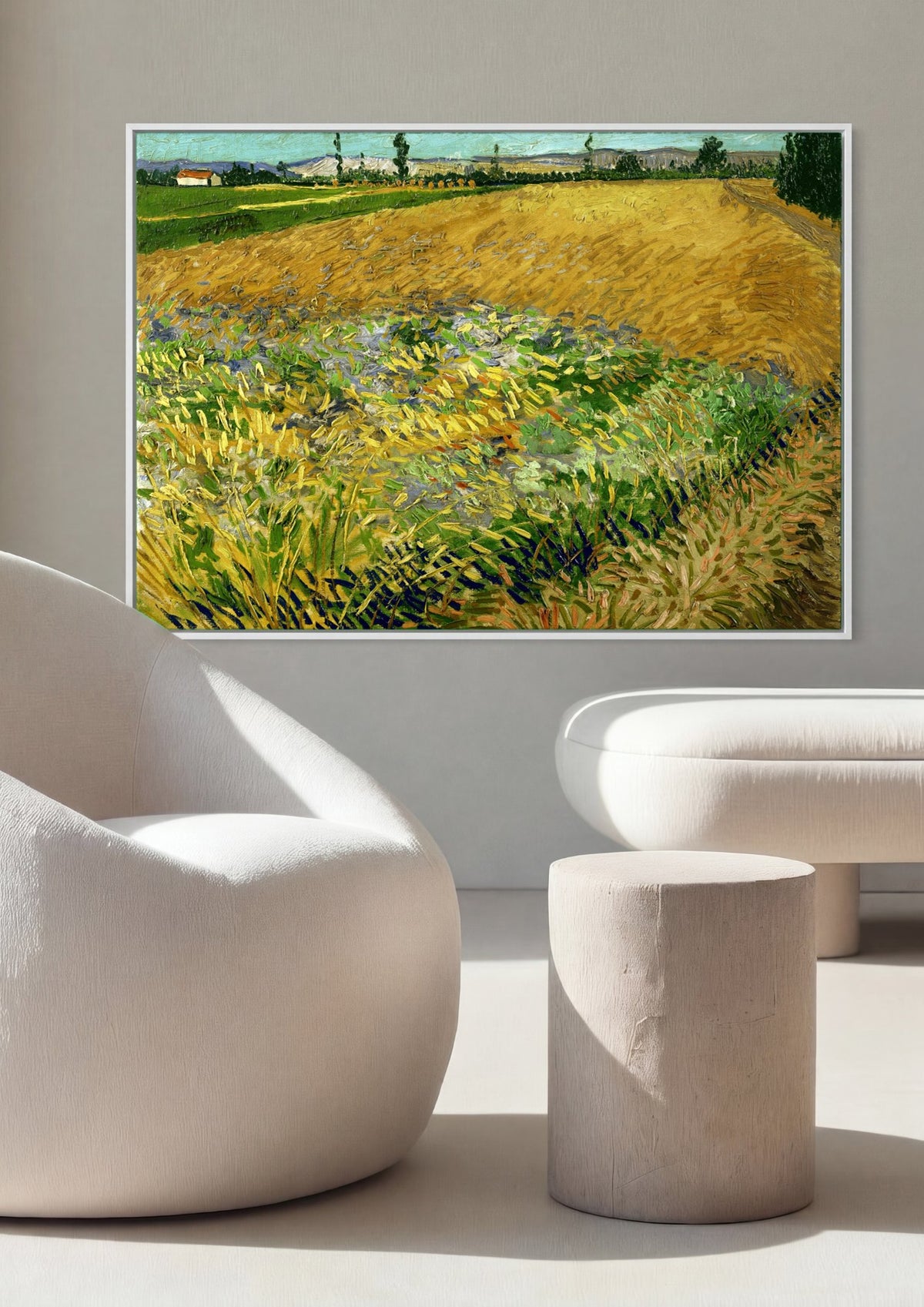 Quadro Decorativo Campo de Trigo com Ceifeiro - Van Gogh | quadro emoldurado na parede