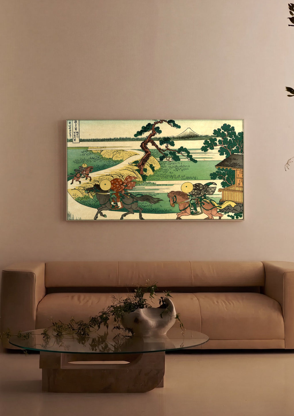 Quadro Decorativo Hokusai - O Monte Fuji e Cavaleiros em ambiente decorado